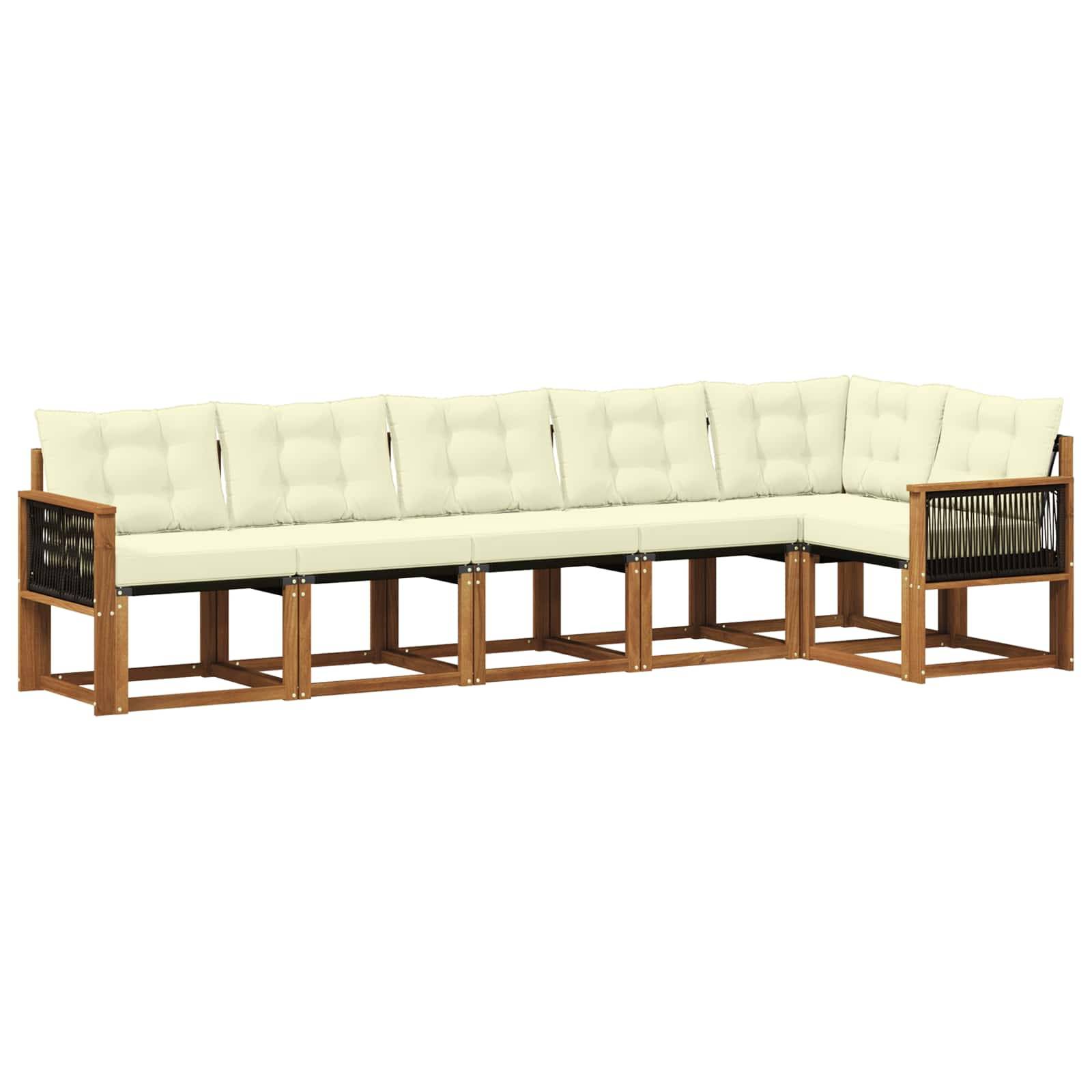 vidaXL Outdoor-Sofagarnitur mit Kissen 6 pcs Natur und Creme