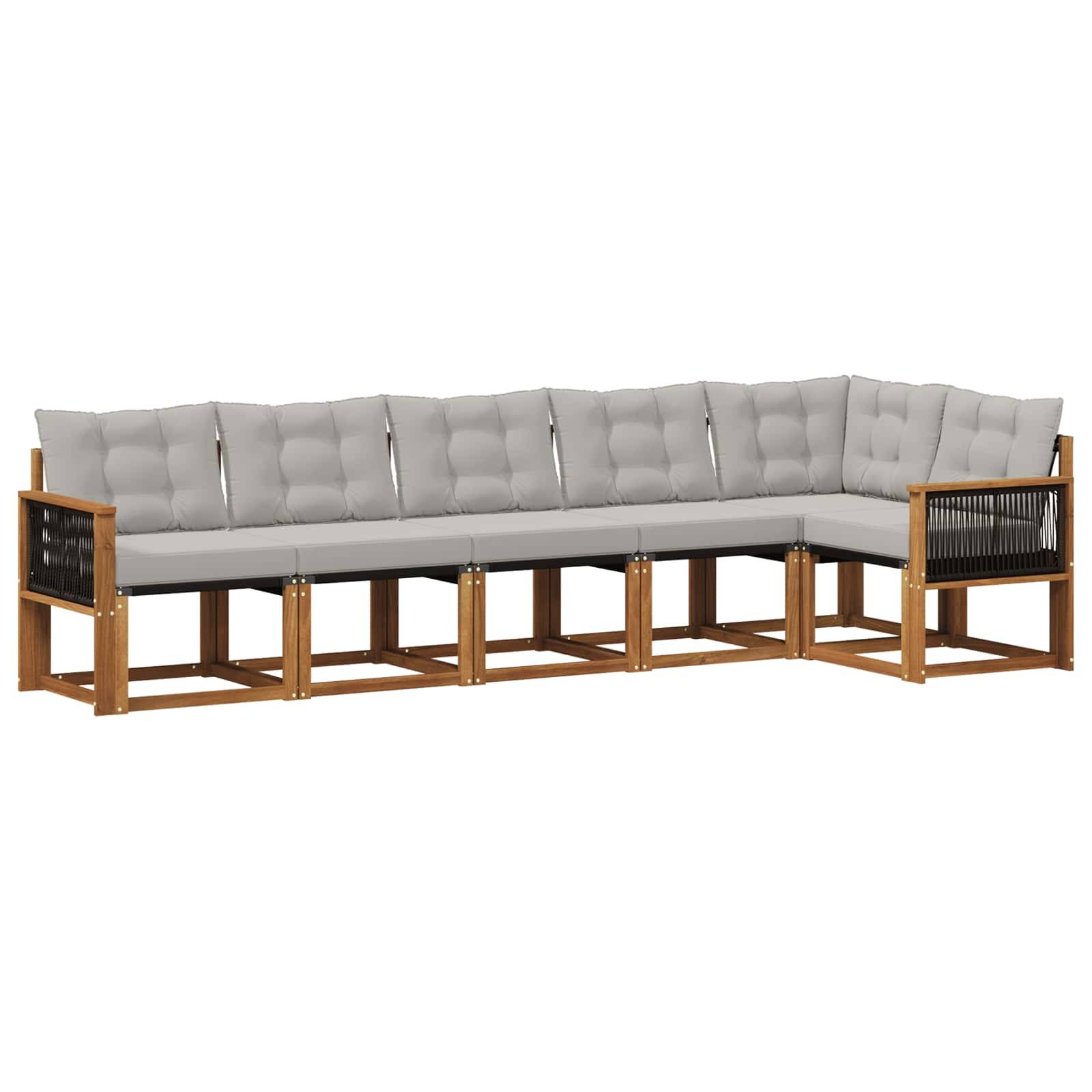 vidaXL Outdoor-Sofagarnitur mit Kissen 6 pcs Natürlich und Hellgrau