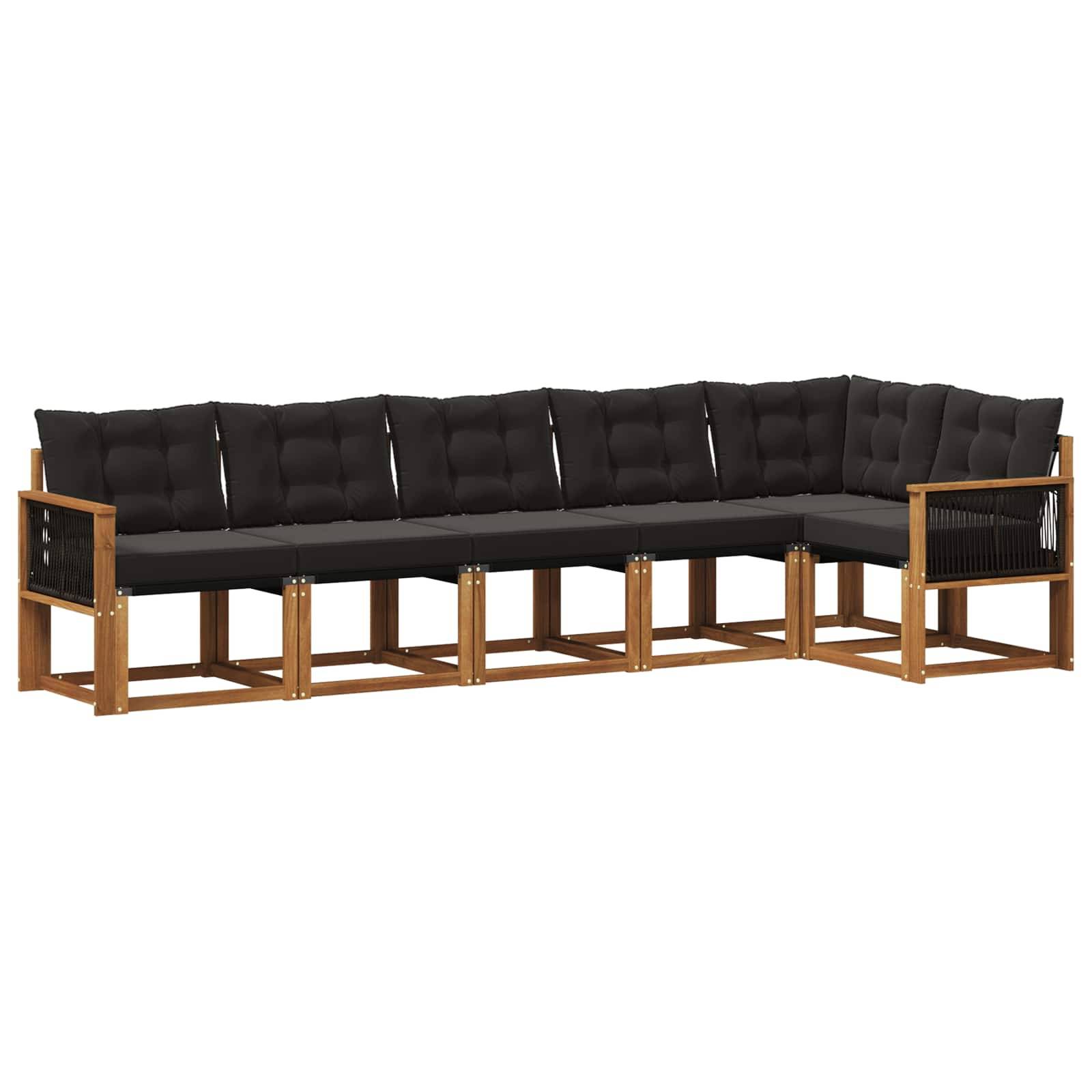 vidaXL Outdoor-Sofagarnitur mit Kissen 6 pcs Natürlich und Schwarz
