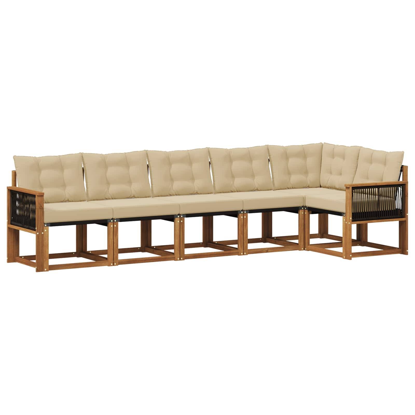 vidaXL Outdoor-Sofagarnitur mit Kissen 6 pcs Natur und Beige
