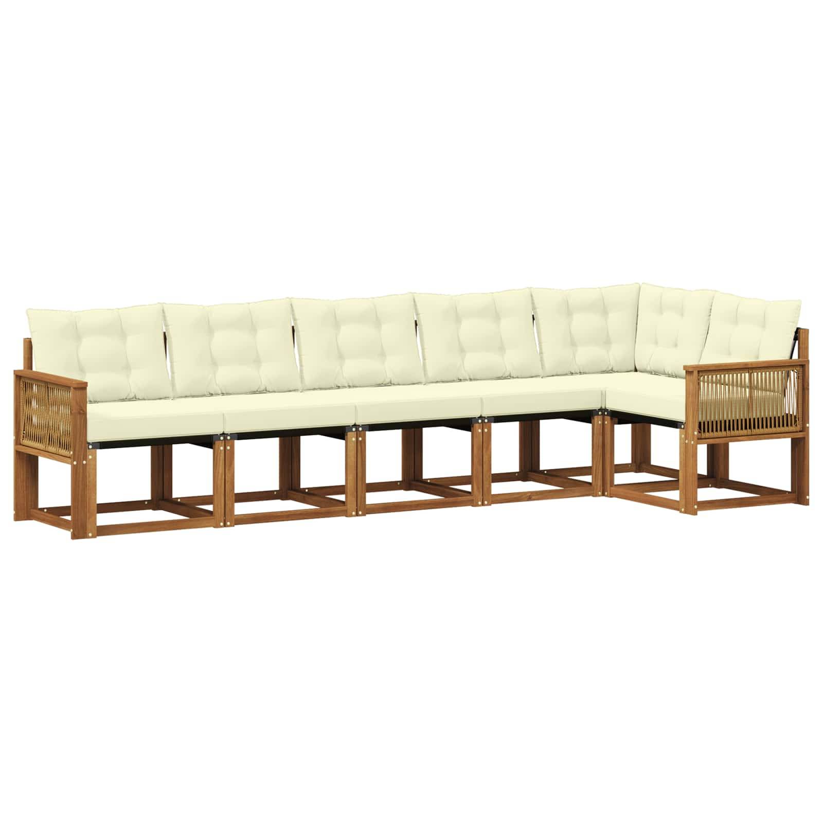 vidaXL Outdoor-Sofagarnitur mit Kissen 6 pcs Natur und Creme