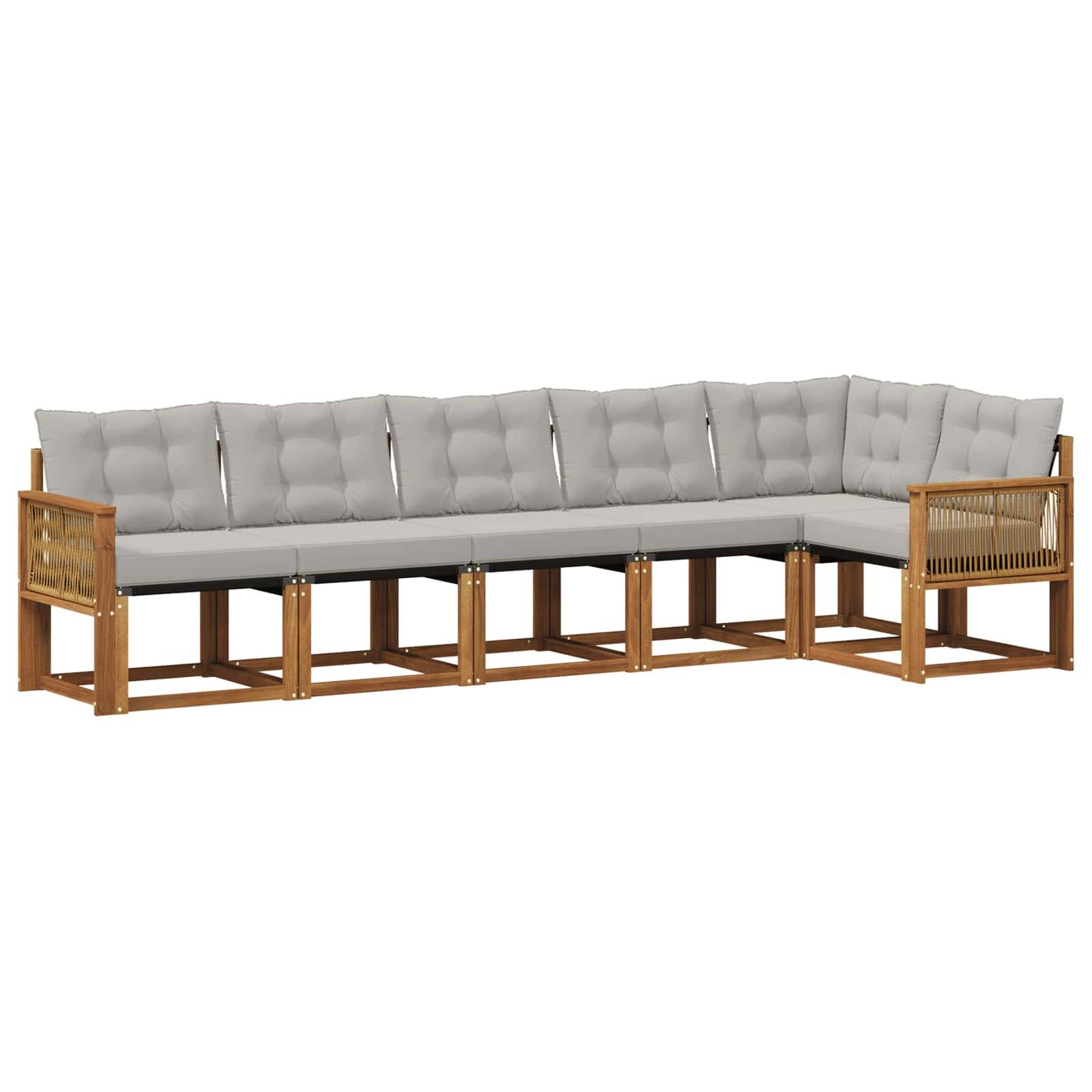 vidaXL Outdoor-Sofagarnitur mit Kissen 6 pcs Natürlich und Hellgrau