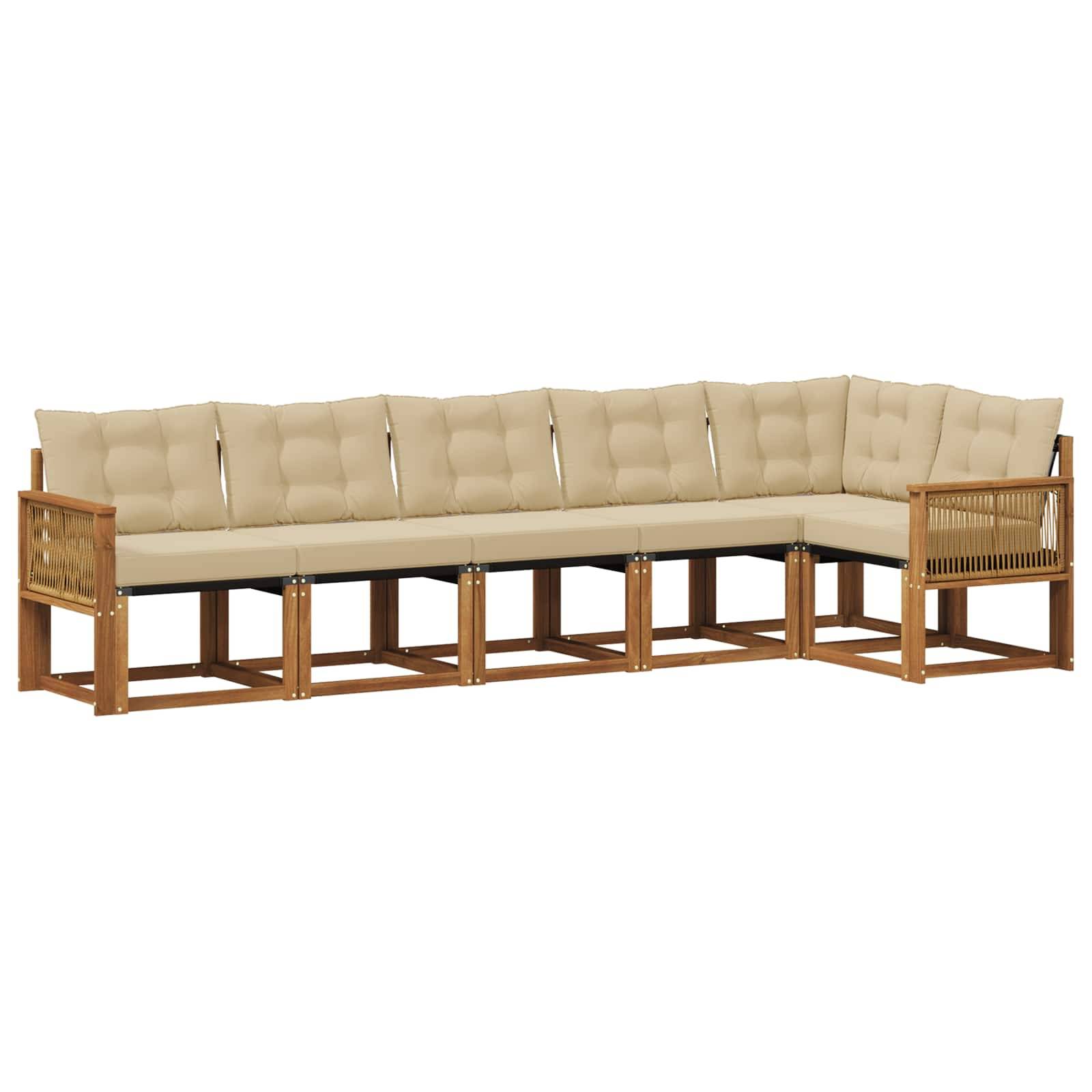 vidaXL Outdoor-Sofagarnitur mit Kissen 6 pcs Natur und Beige