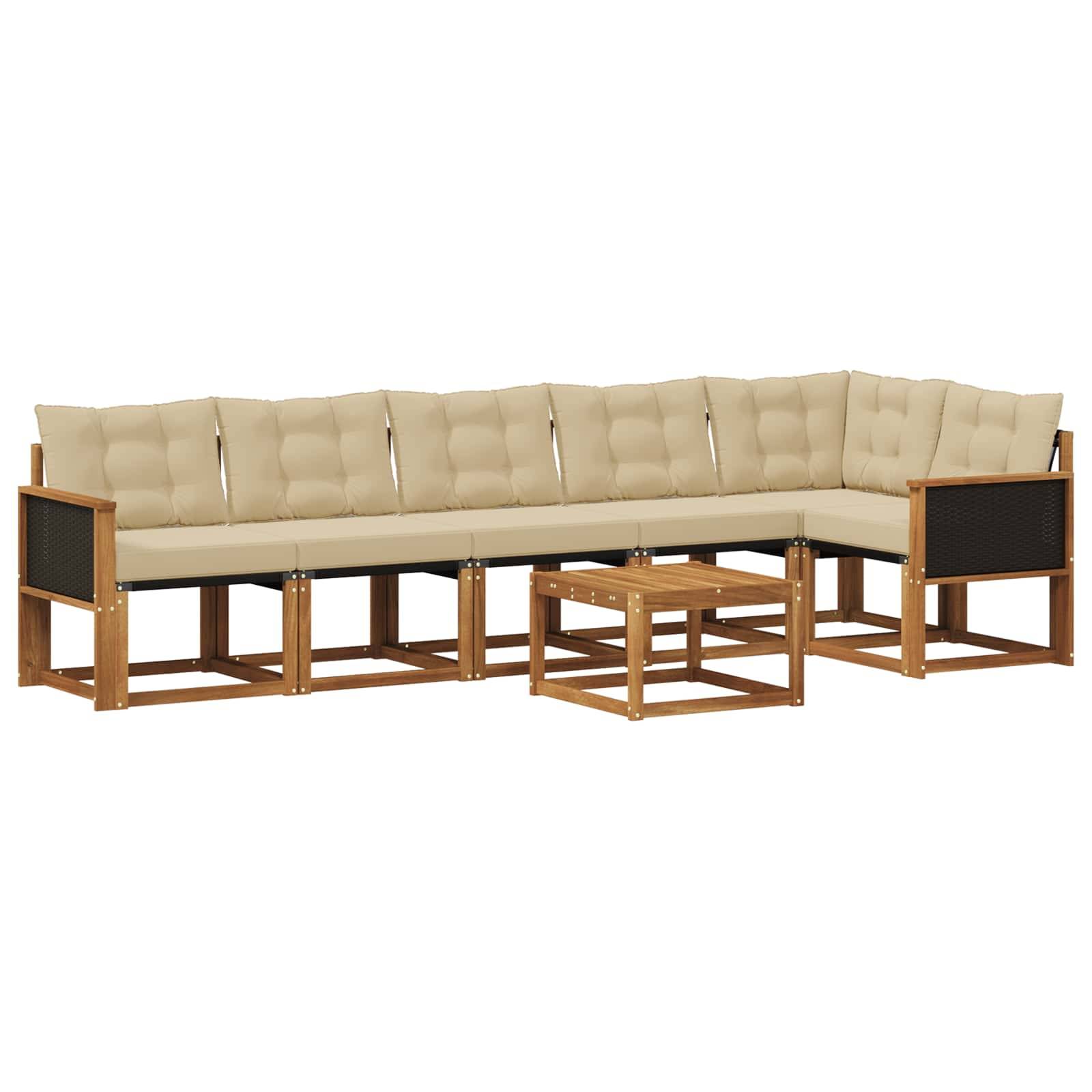 vidaXL Outdoor-Sofagarnitur mit Kissen 7 pcs Natur und Beige