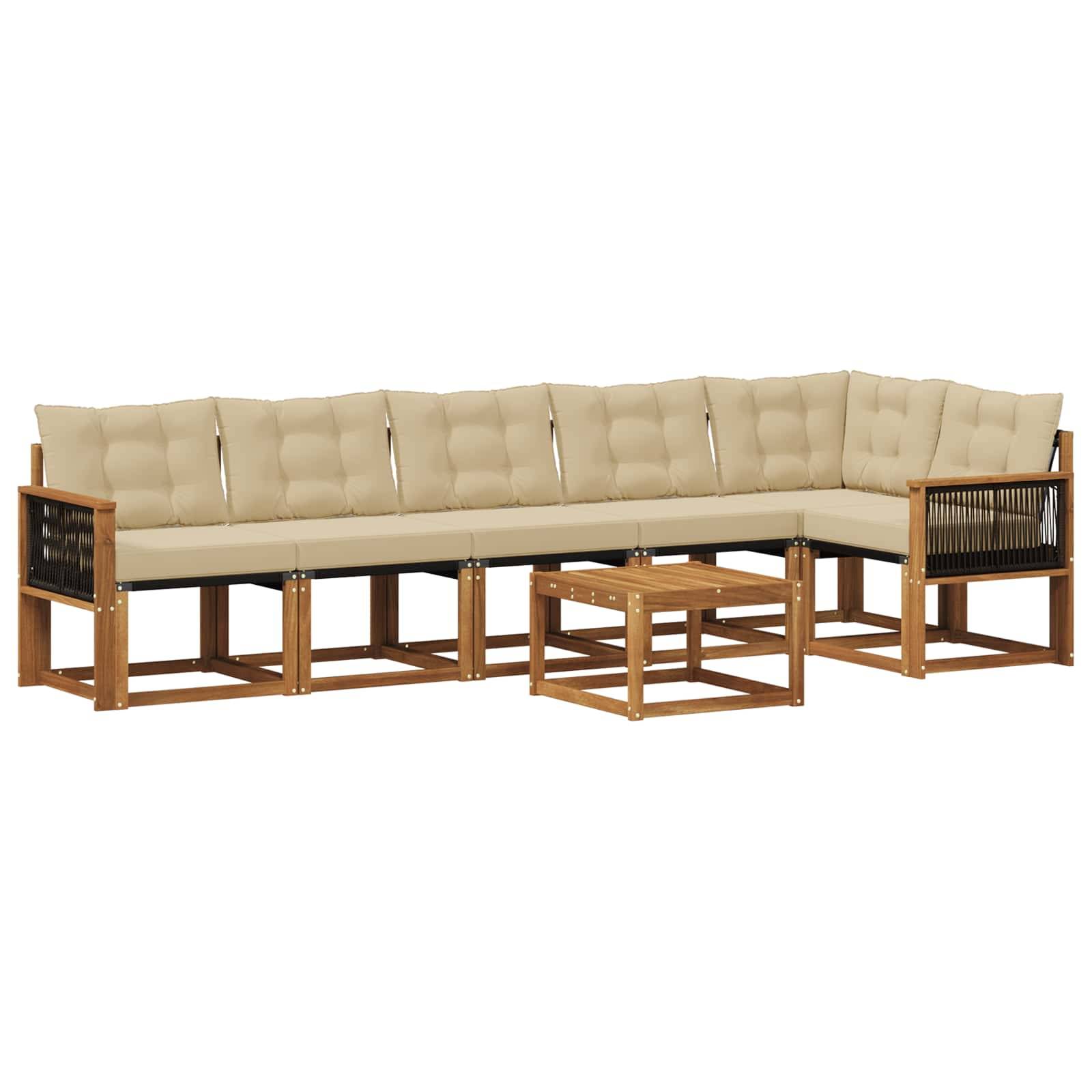 vidaXL Outdoor-Sofagarnitur mit Kissen 7 pcs Natur und Beige