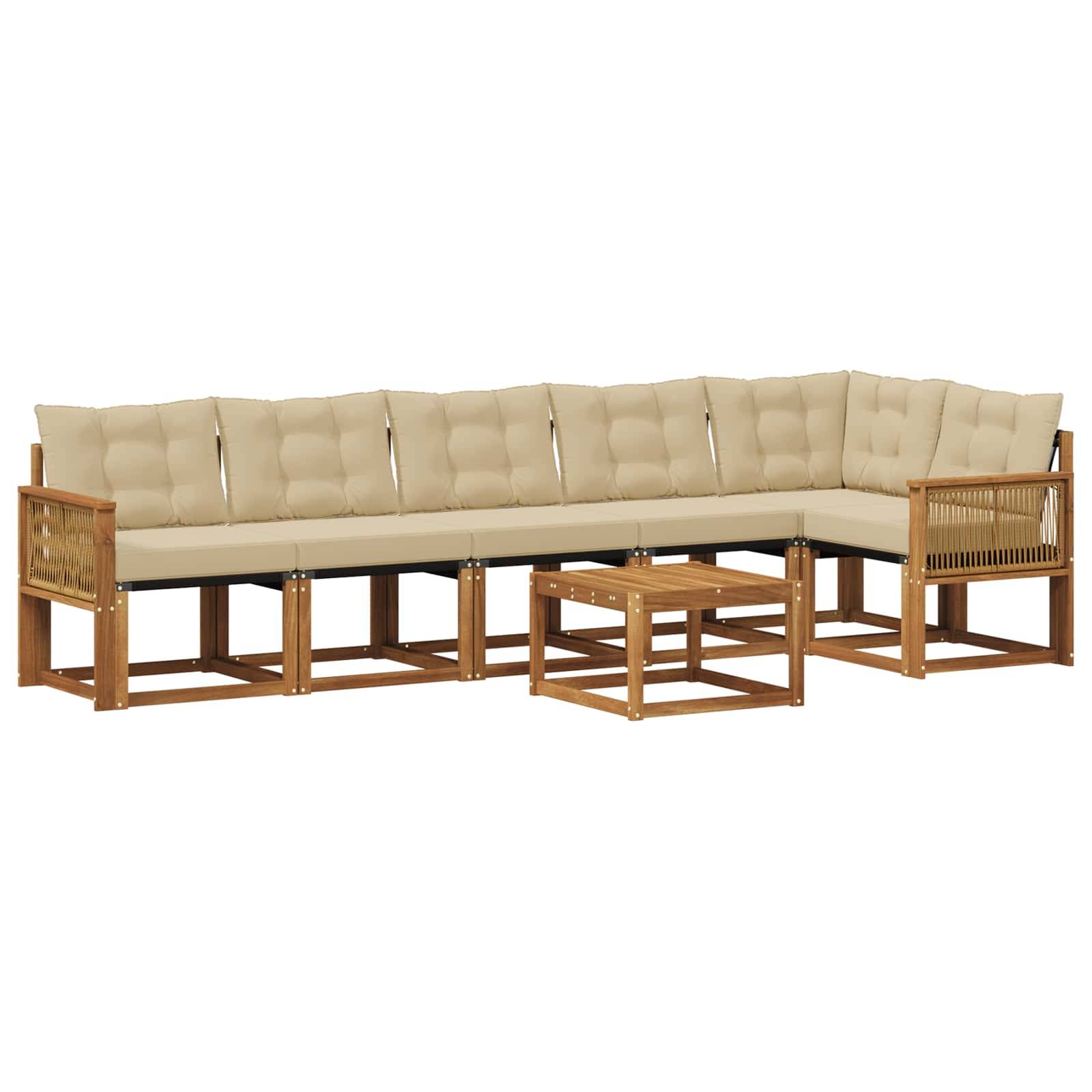 vidaXL Outdoor-Sofagarnitur mit Kissen 7 pcs Natur und Beige