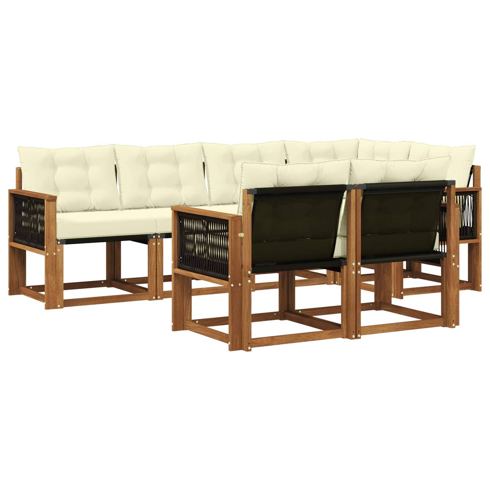 vidaXL Outdoor-Sofagarnitur mit Kissen 7 pcs Natur und Creme