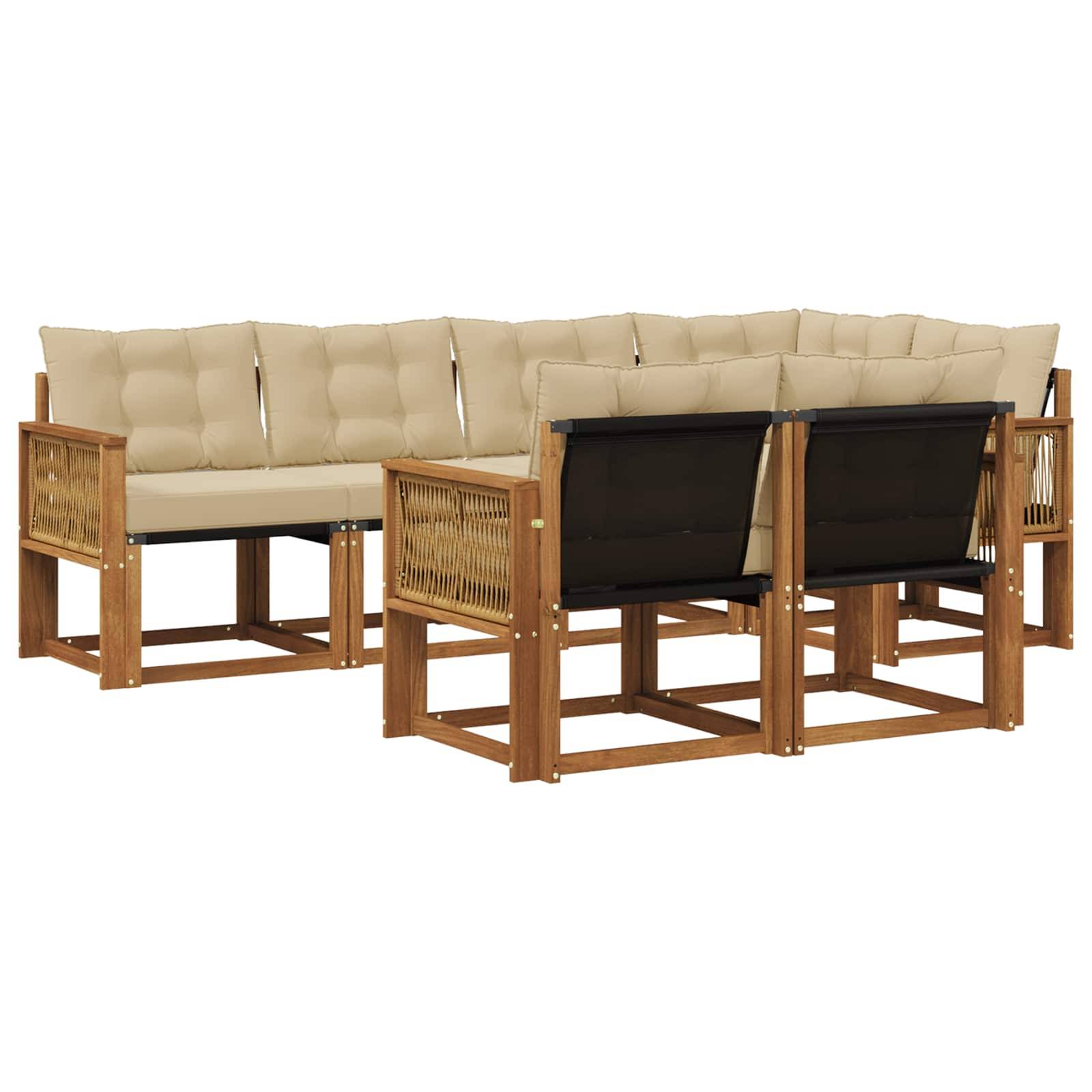 vidaXL Outdoor-Sofagarnitur mit Kissen 7 pcs Natur und Beige