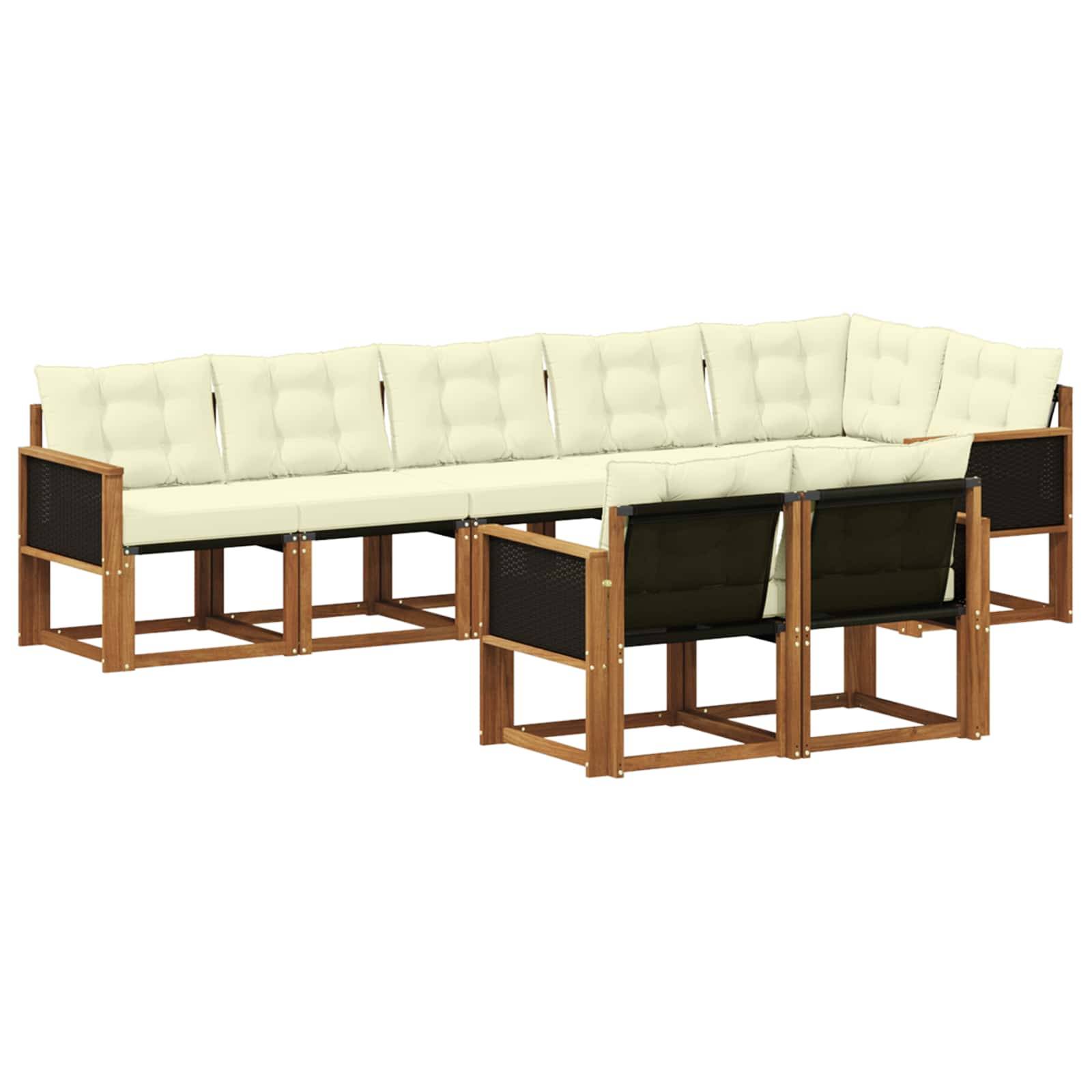 vidaXL Outdoor-Sofagarnitur mit Kissen 8 pcs Natur und Creme