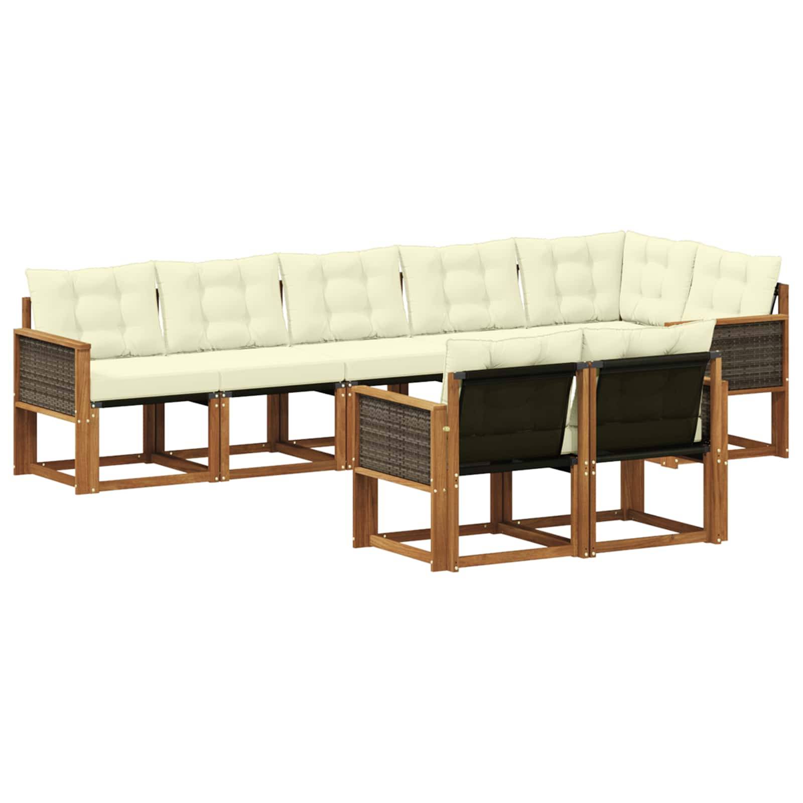 vidaXL Outdoor-Sofagarnitur mit Kissen 8 pcs Natur und Creme