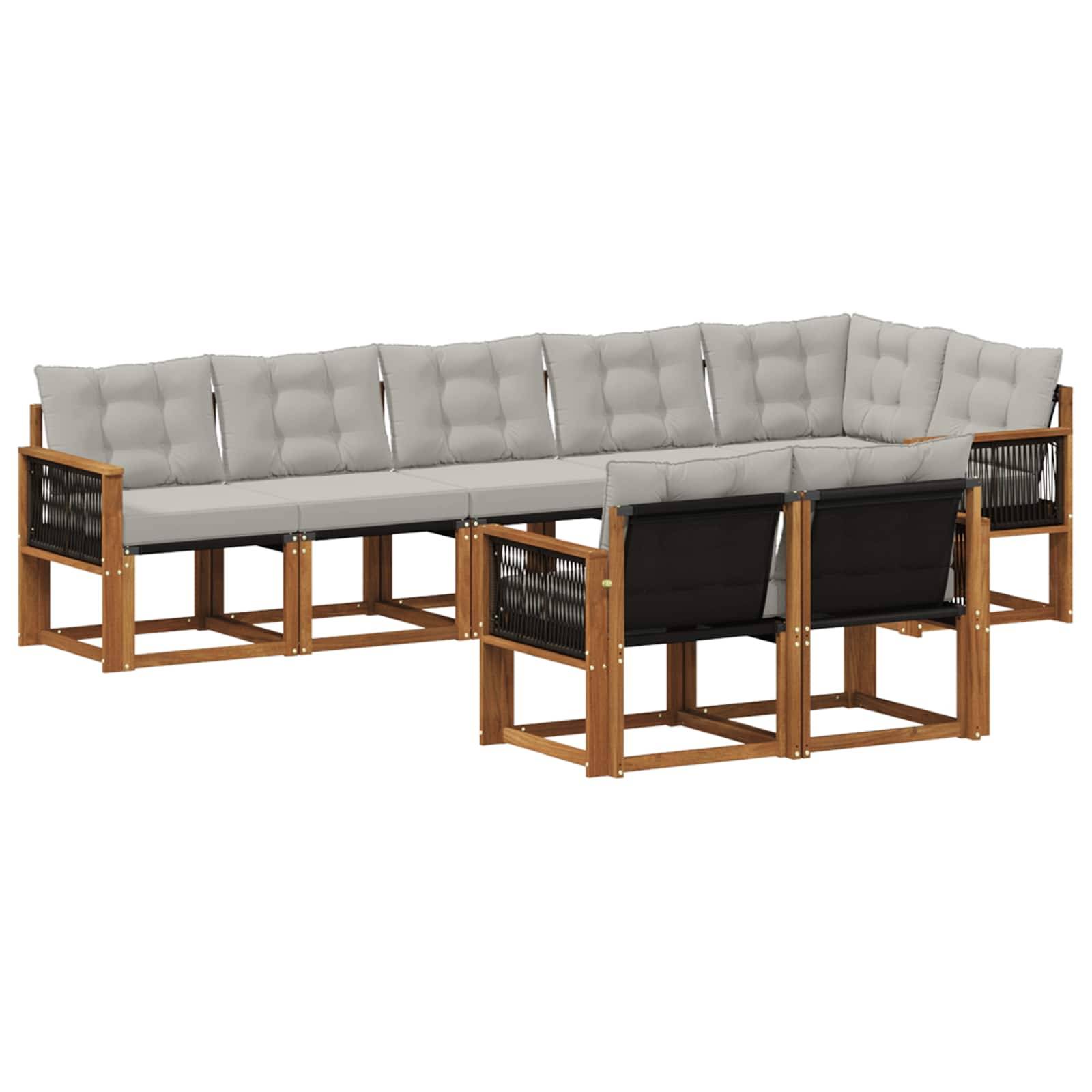 vidaXL Outdoor-Sofagarnitur mit Kissen 8 pcs Natürlich und Hellgrau