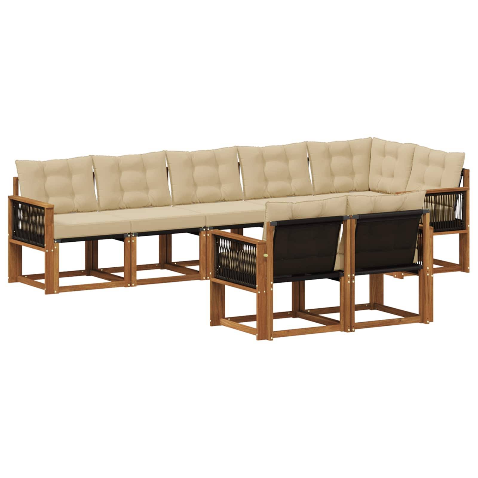 vidaXL Outdoor-Sofagarnitur mit Kissen 8 pcs Natur und Beige