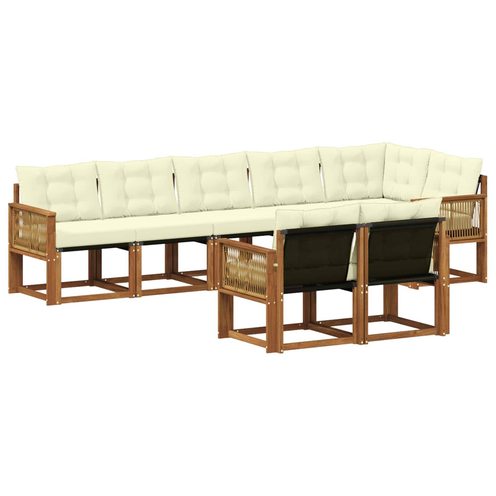 vidaXL Outdoor-Sofagarnitur mit Kissen 8 pcs Natur und Creme