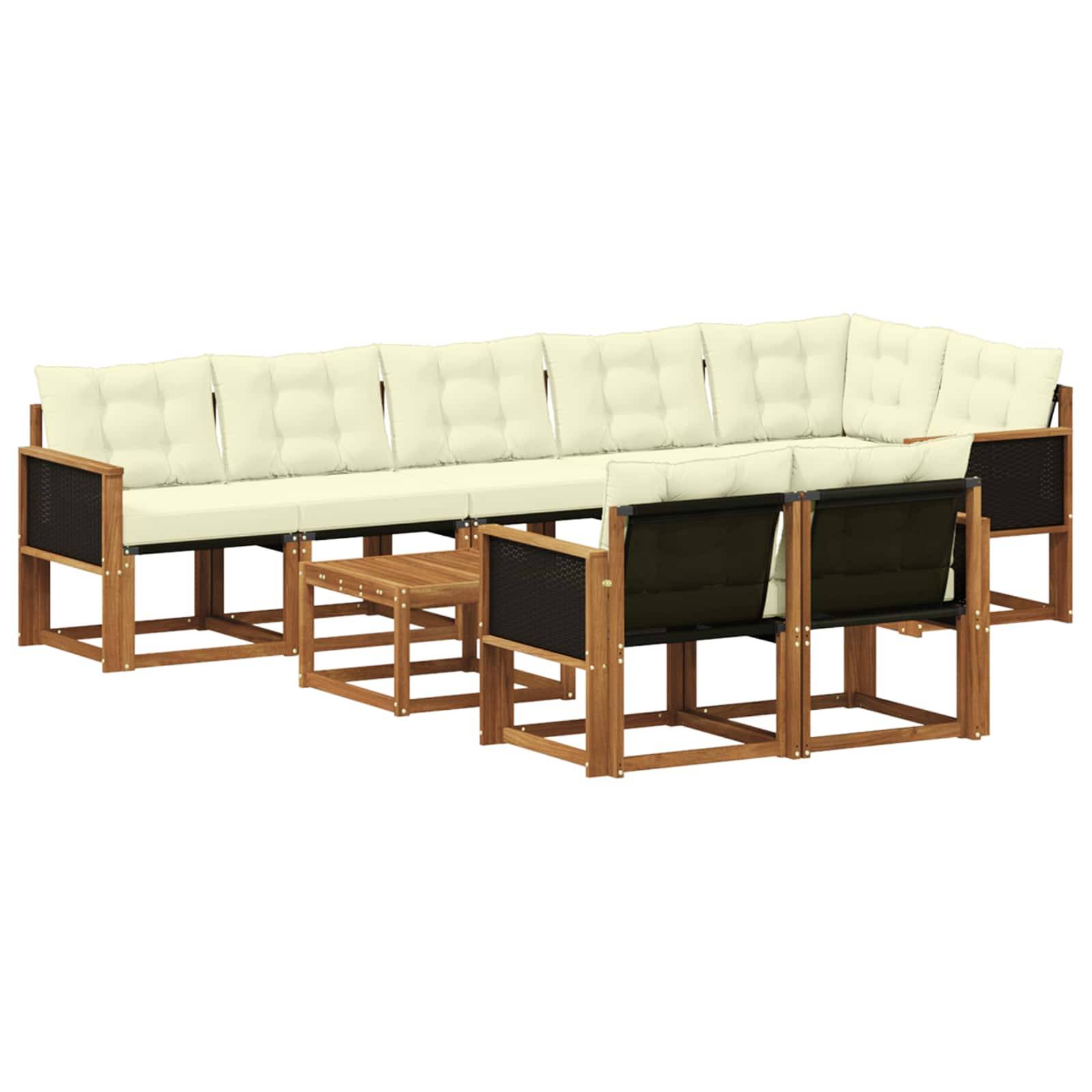 vidaXL Outdoor-Sofagarnitur mit Kissen 9 pcs Natur und Creme