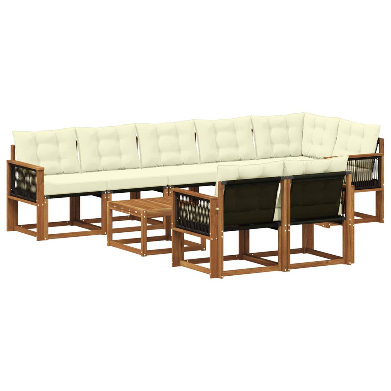 vidaXL Outdoor-Sofagarnitur mit Kissen 9 pcs Natur und Creme