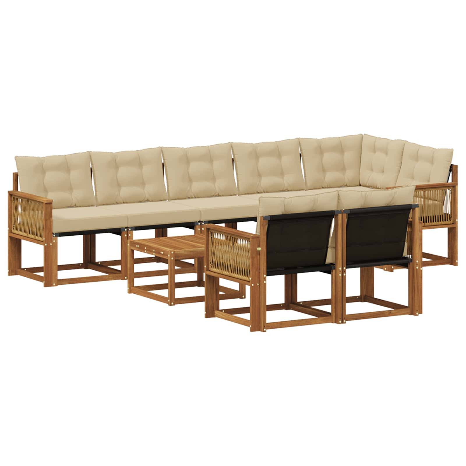 vidaXL Outdoor-Sofagarnitur mit Kissen 9 pcs Natur und Beige
