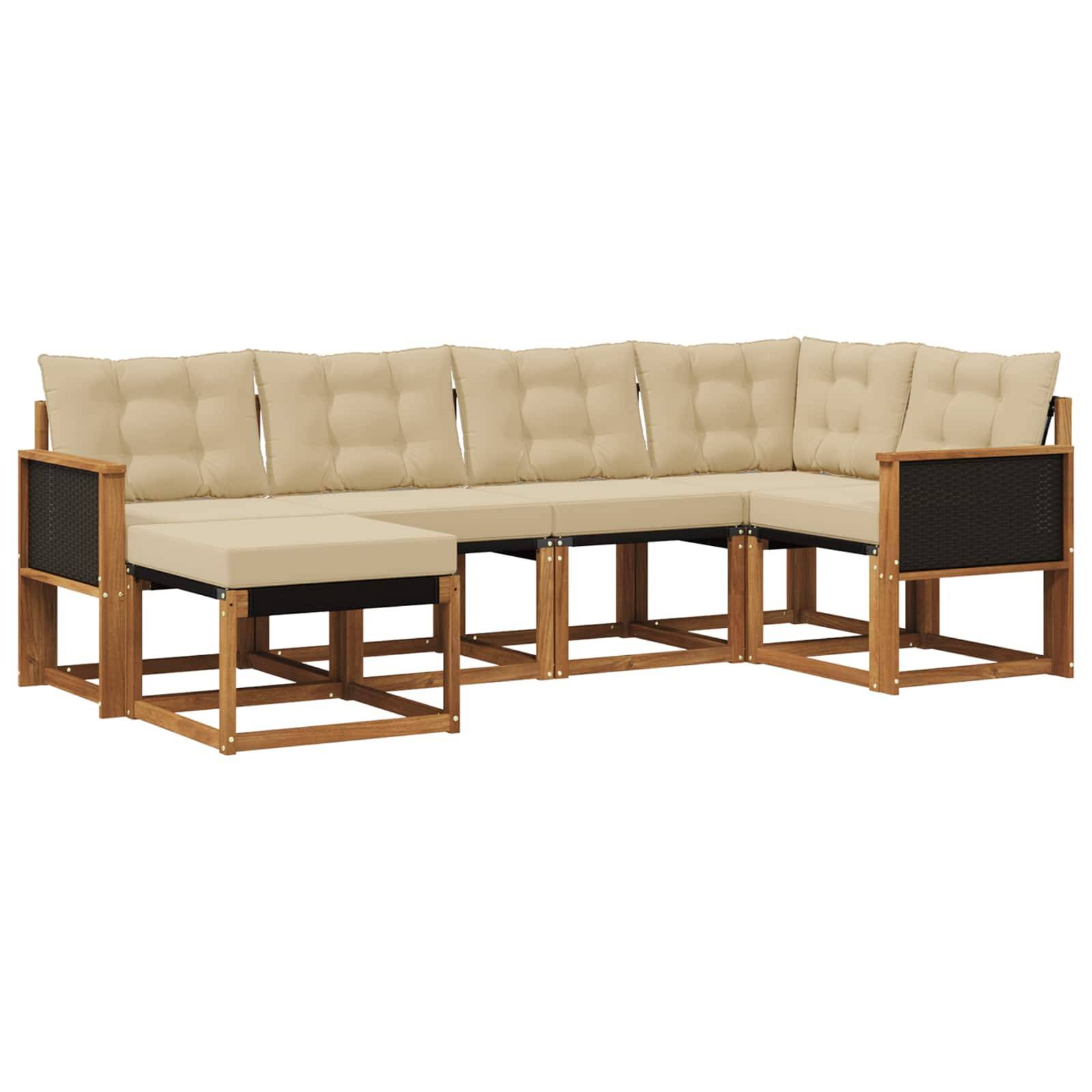 vidaXL Outdoor-Sofagarnitur mit Kissen 6 pcs Natur und Beige