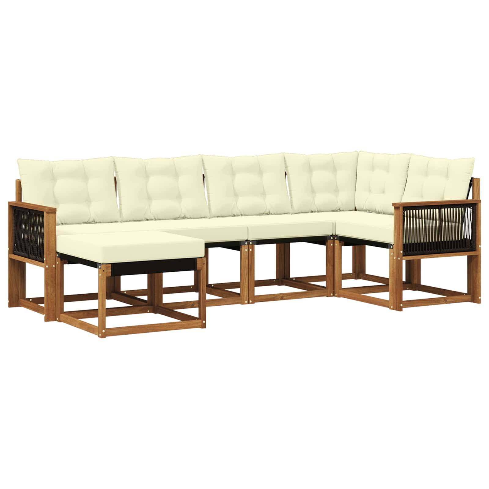 vidaXL Outdoor-Sofagarnitur mit Kissen 6 pcs Natur und Creme