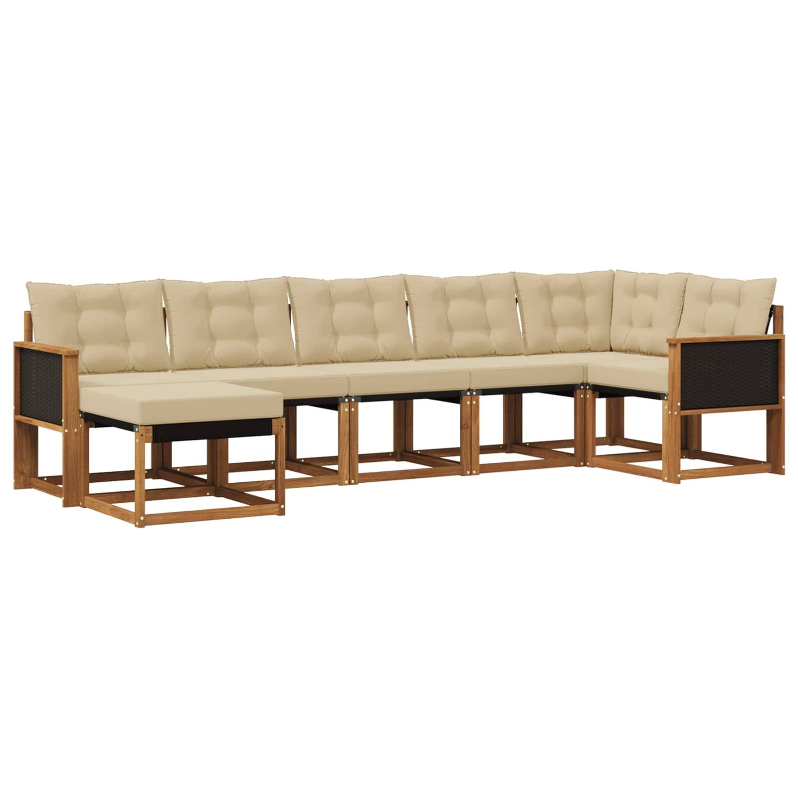 vidaXL Outdoor-Sofagarnitur mit Kissen 7 pcs Natur und Beige