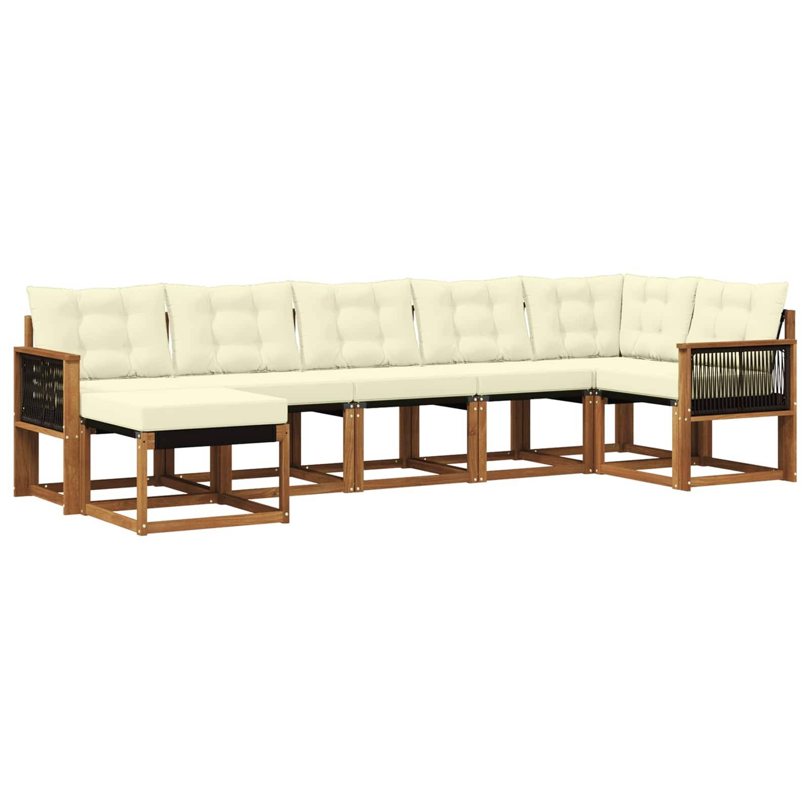 vidaXL Outdoor-Sofagarnitur mit Kissen 7 pcs Natur und Creme