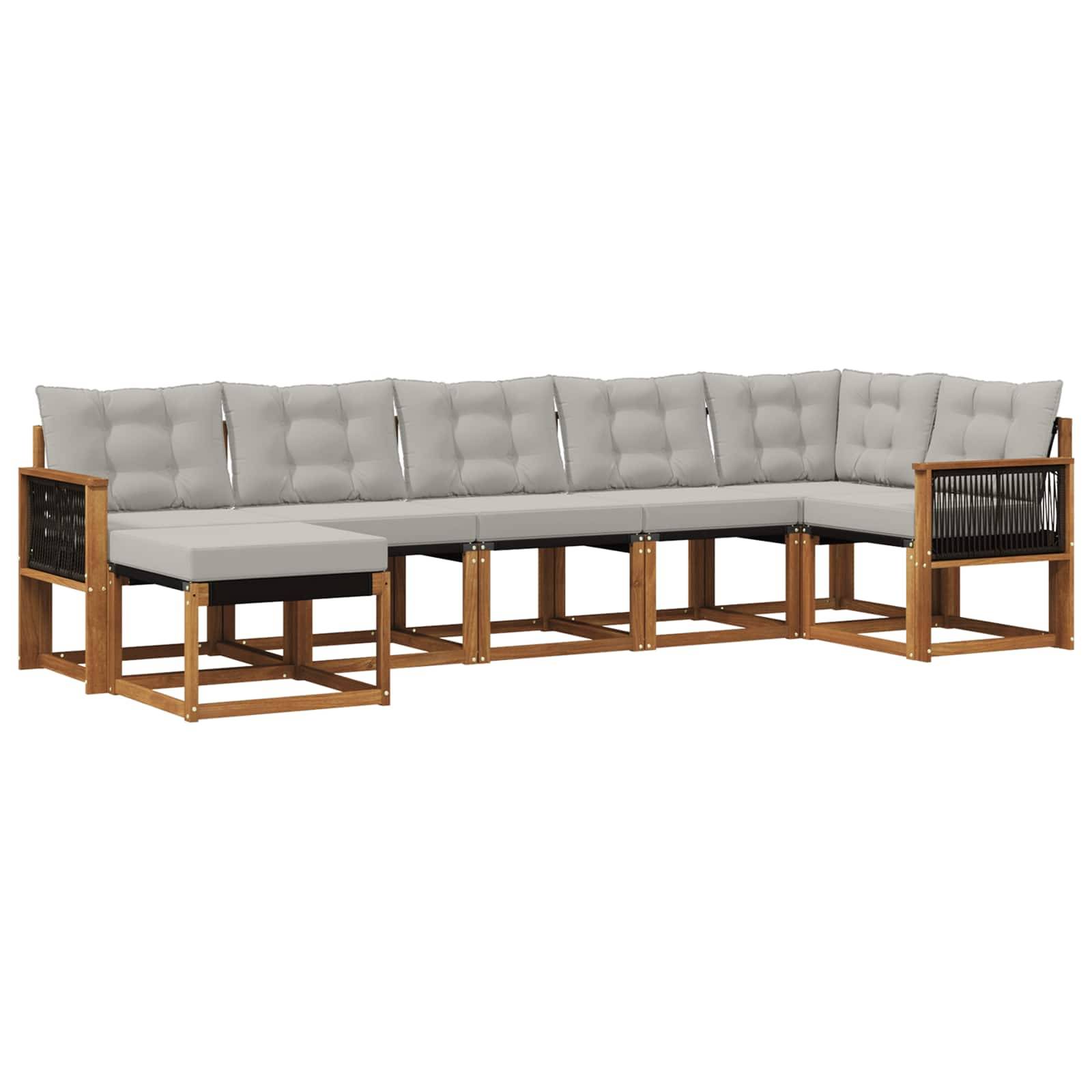 vidaXL Outdoor-Sofagarnitur mit Kissen 7 pcs Natürlich und Hellgrau