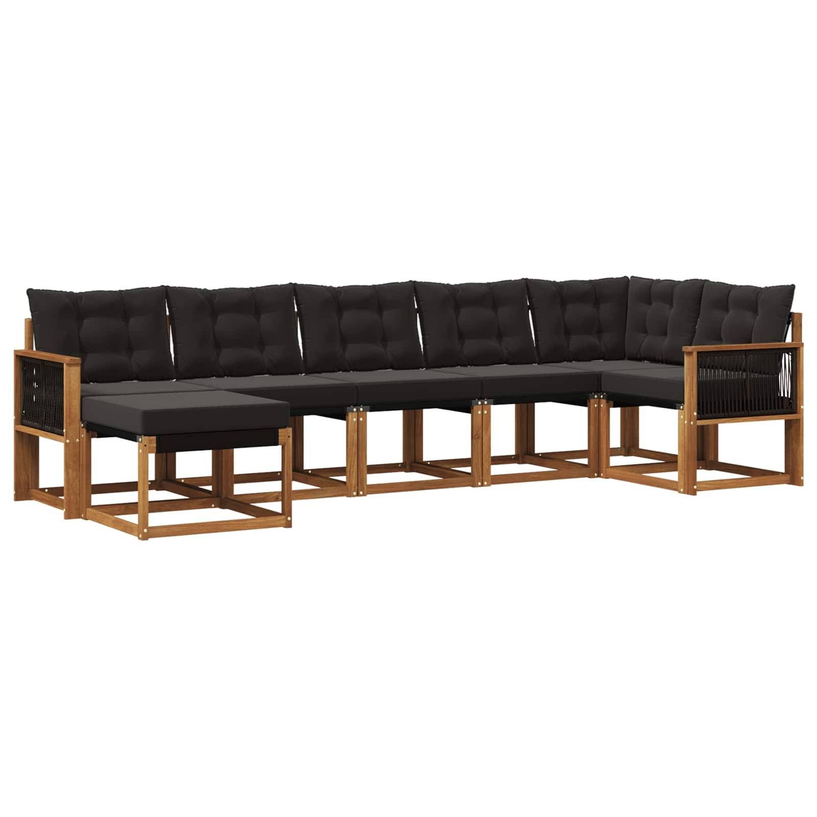 vidaXL Outdoor-Sofagarnitur mit Kissen 7 pcs Natürlich und Schwarz