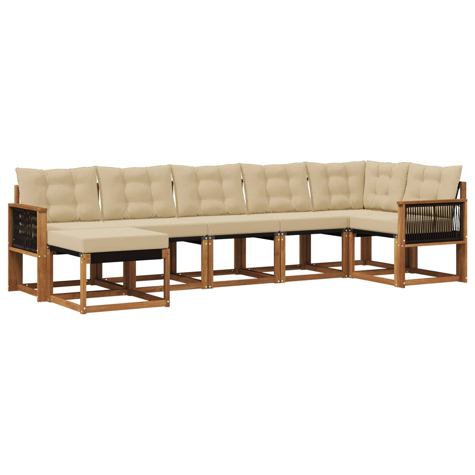 vidaXL Outdoor-Sofagarnitur mit Kissen 7 pcs Natur und Beige
