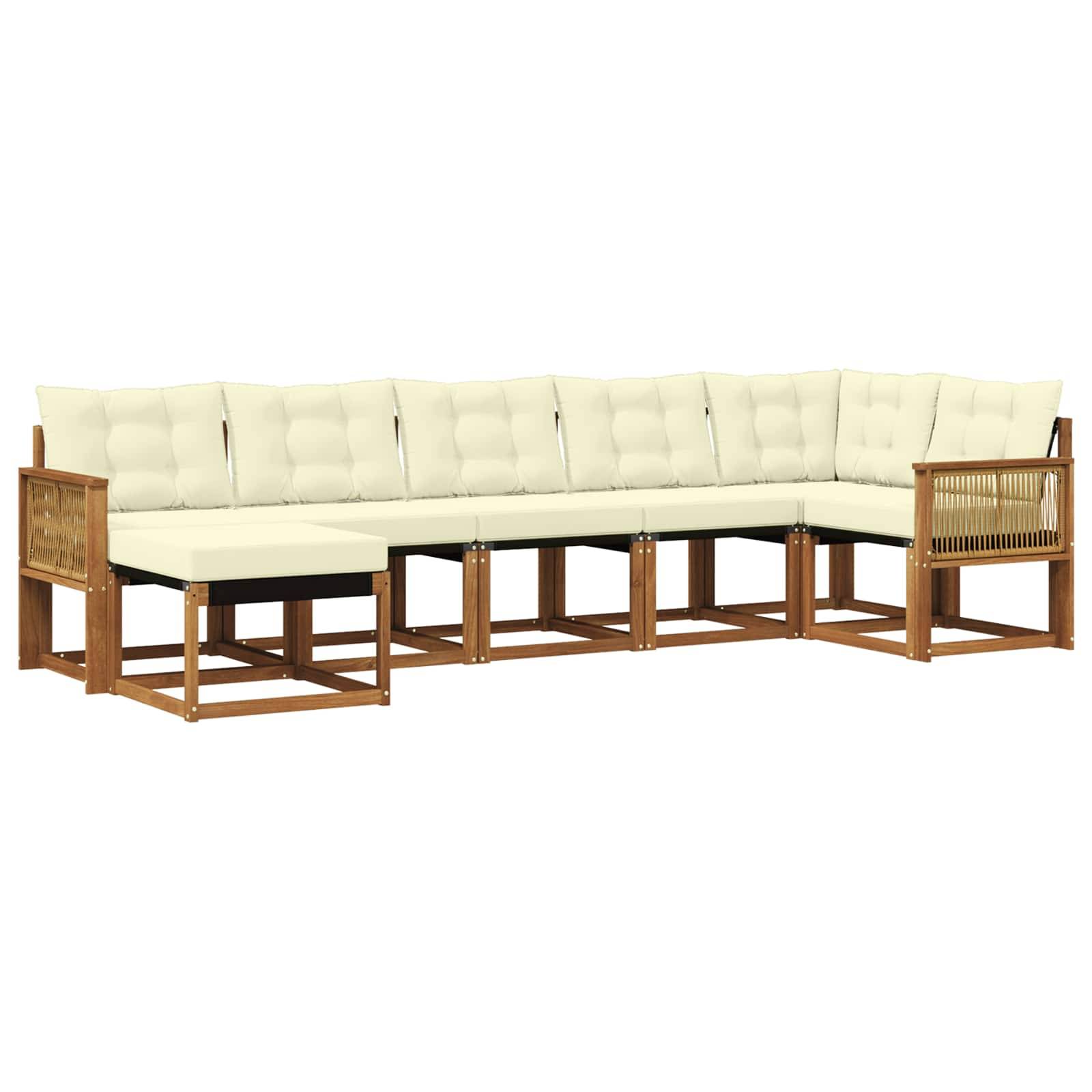 vidaXL Outdoor-Sofagarnitur mit Kissen 7 pcs Natur und Creme