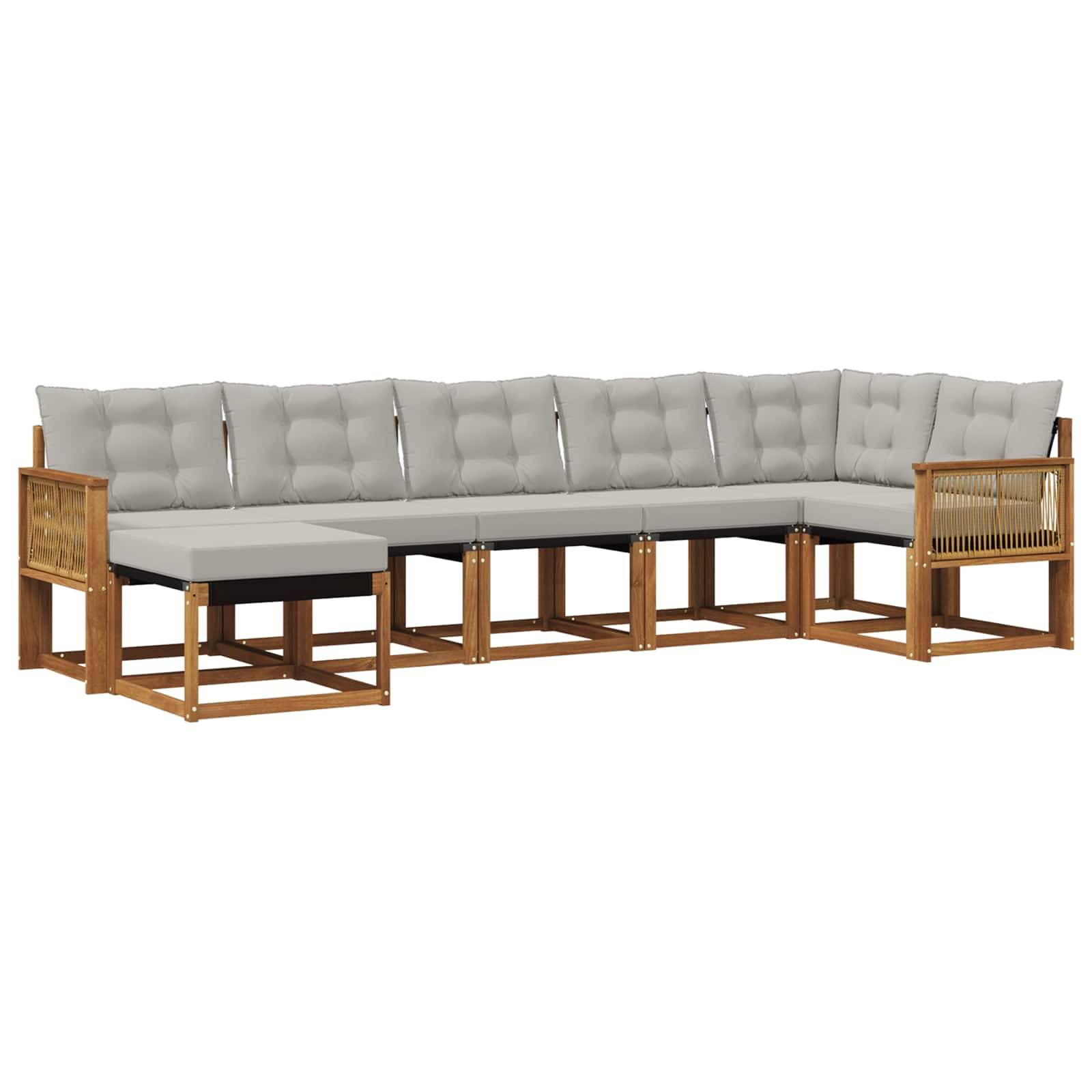 vidaXL Outdoor-Sofagarnitur mit Kissen 7 pcs Natürlich und Hellgrau