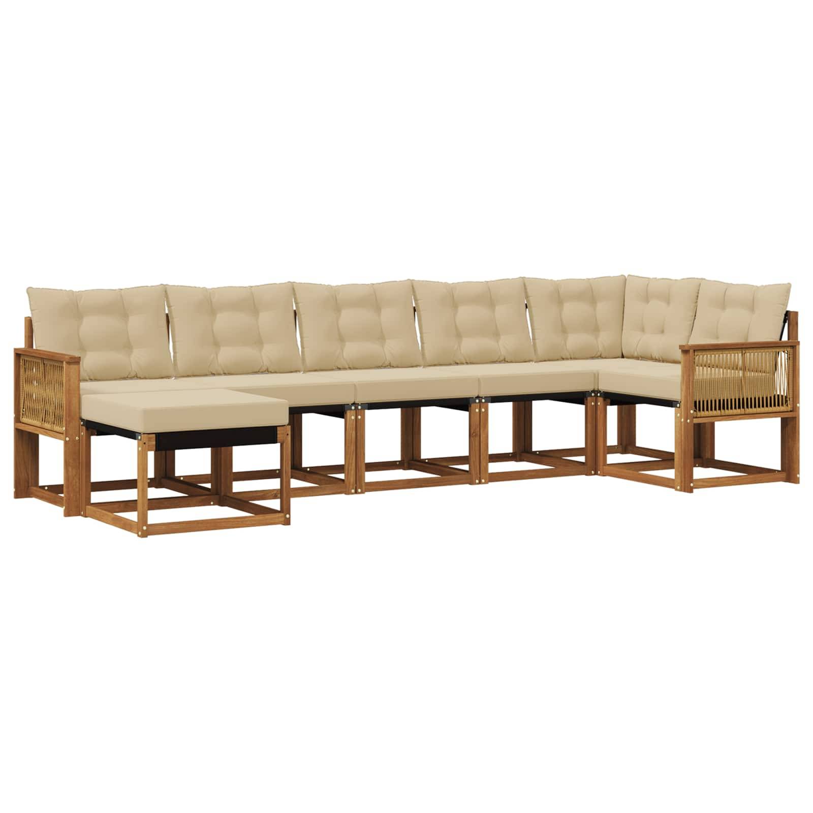 vidaXL Outdoor-Sofagarnitur mit Kissen 7 pcs Natur und Beige