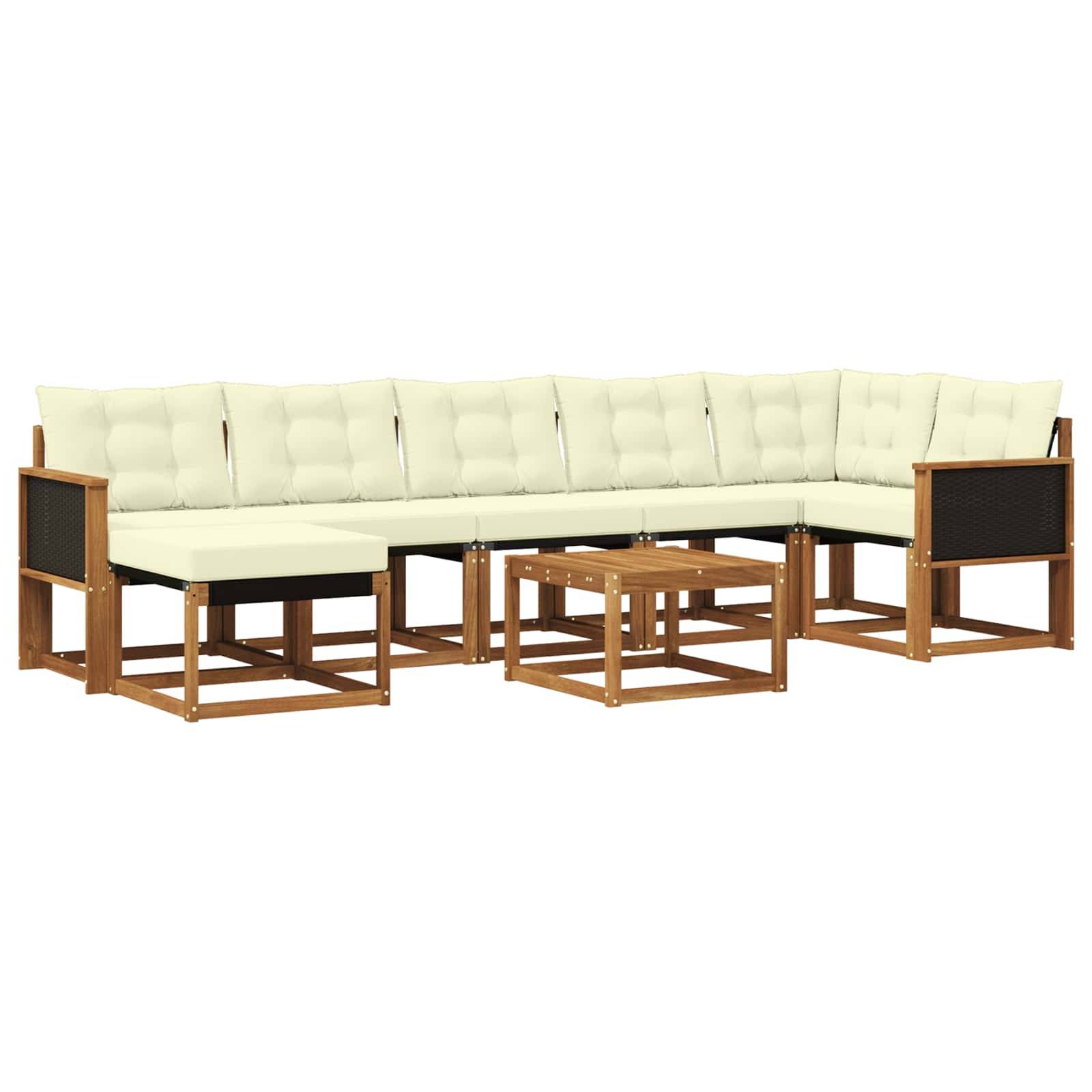 vidaXL Outdoor-Sofagarnitur mit Kissen 8 pcs Natur und Creme