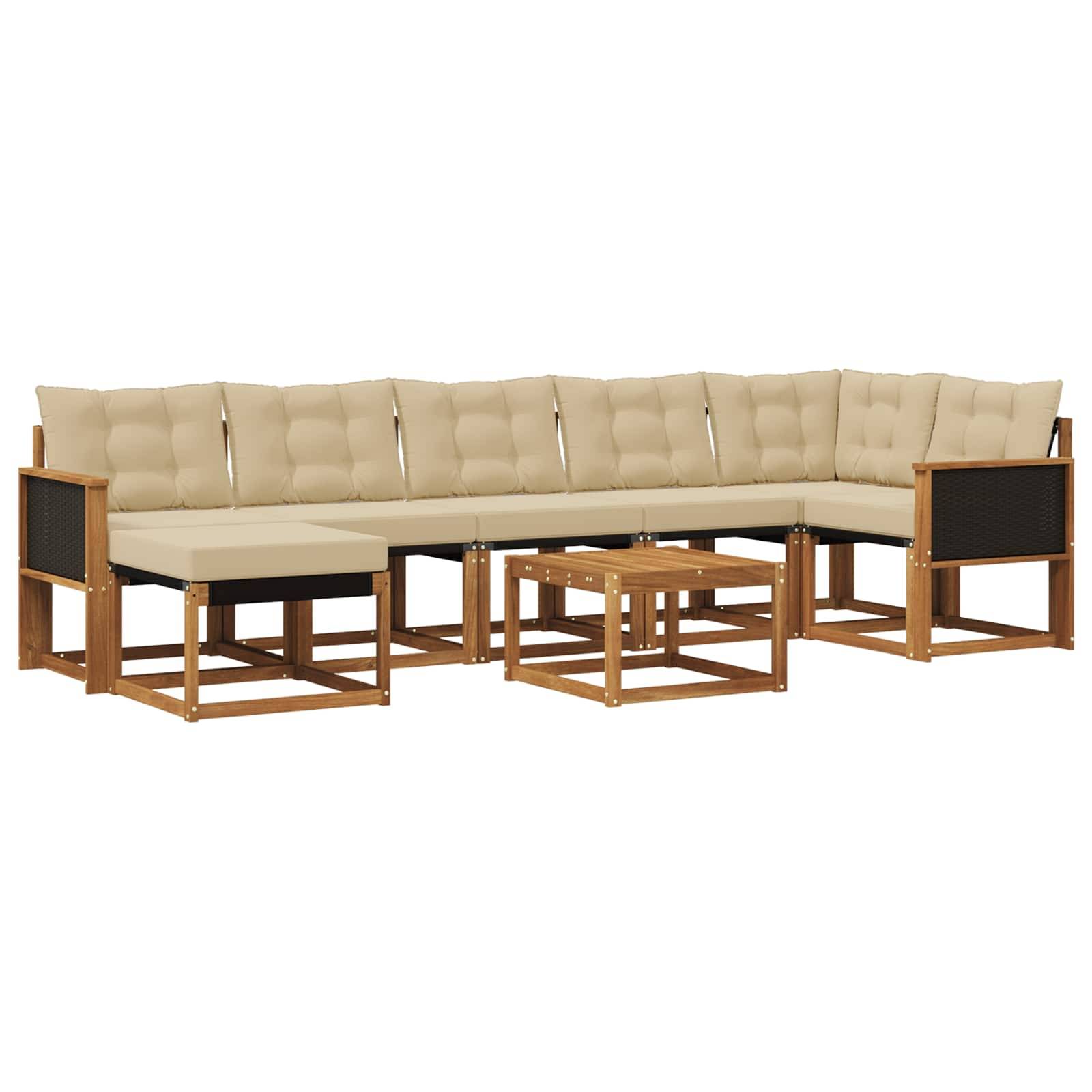 vidaXL Outdoor-Sofagarnitur mit Kissen 8 pcs Natur und Beige