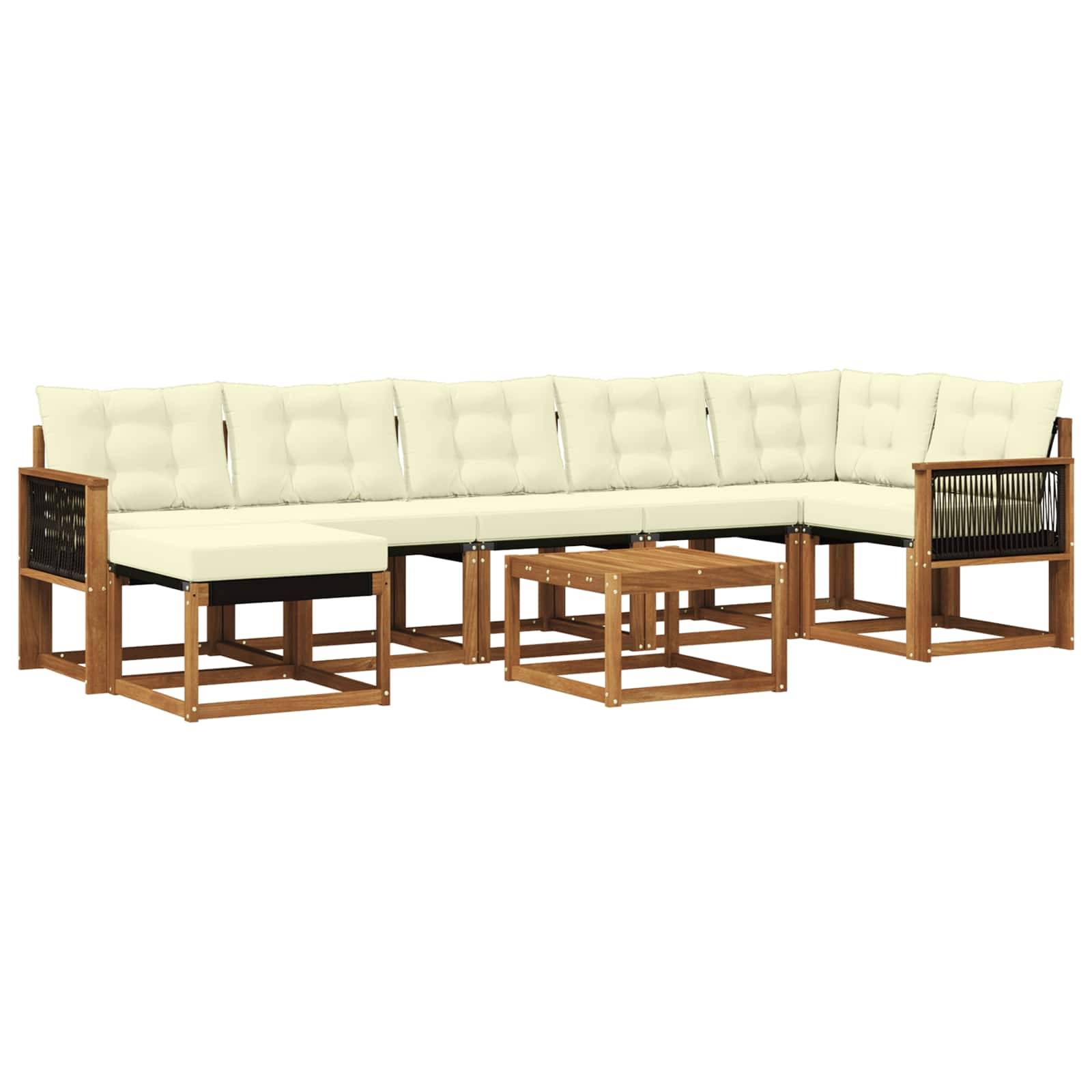 vidaXL Outdoor-Sofagarnitur mit Kissen 8 pcs Natur und Creme