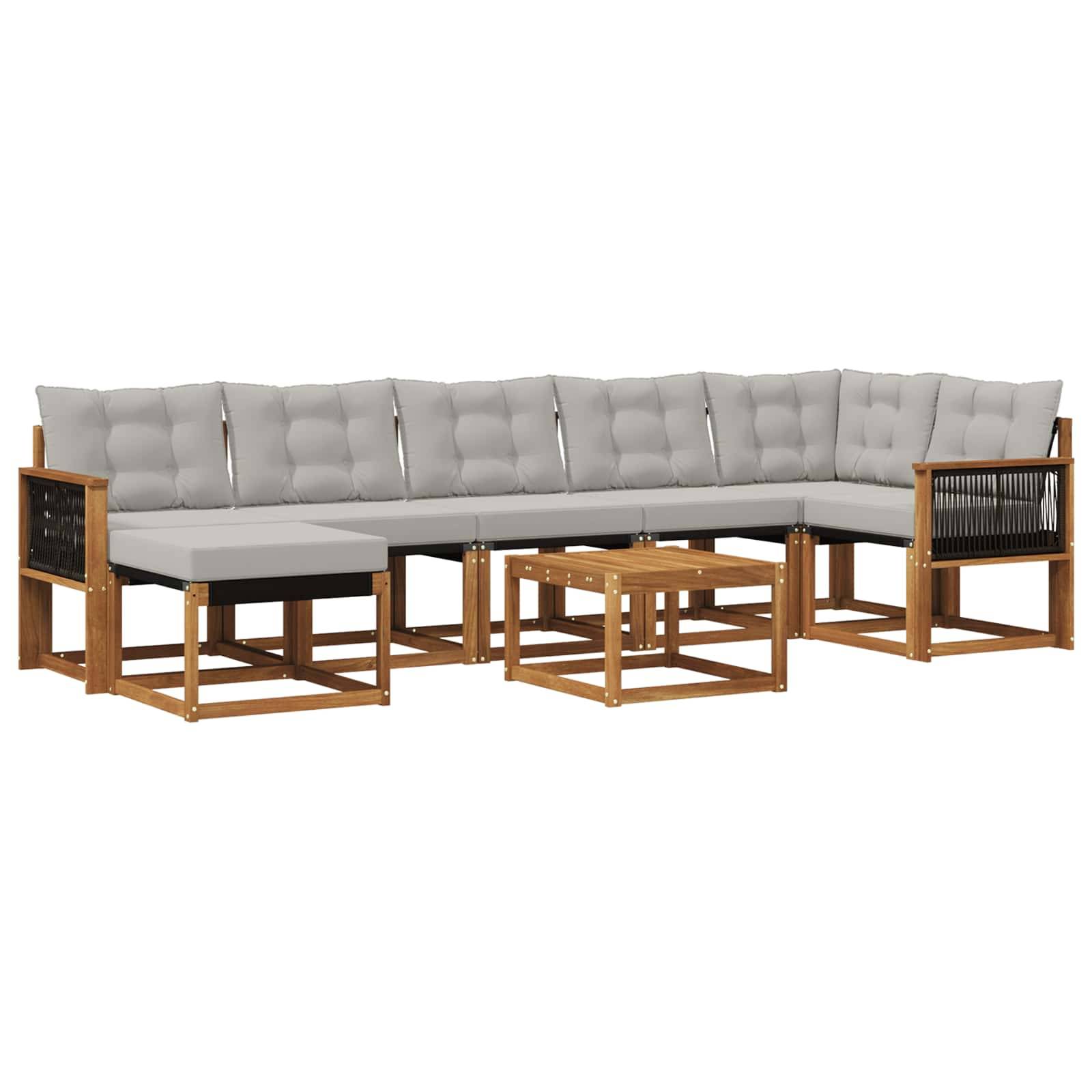 vidaXL Outdoor-Sofagarnitur mit Kissen 8 pcs Natürlich und Hellgrau