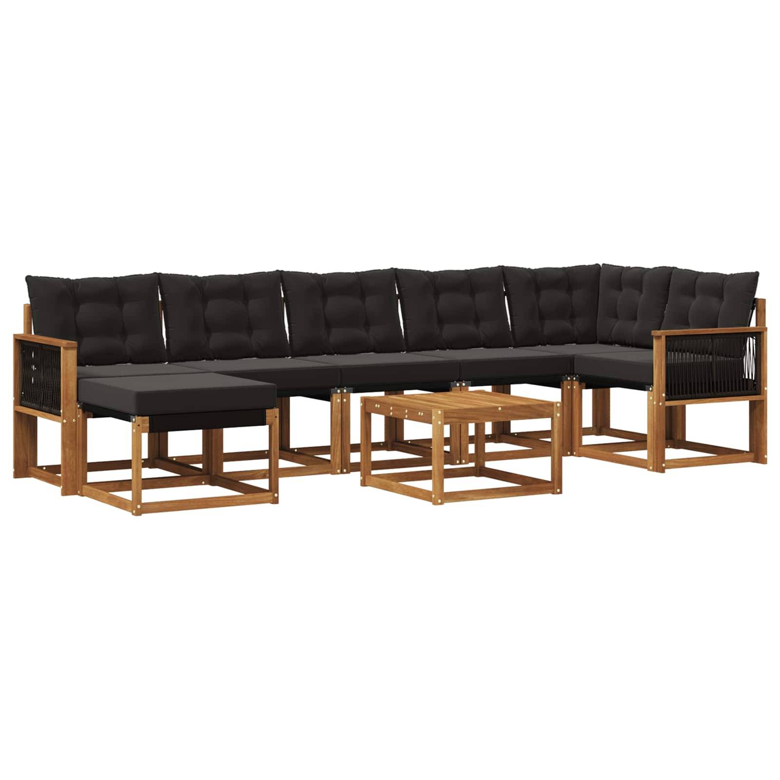 vidaXL Outdoor-Sofagarnitur mit Kissen 8 pcs Natürlich und Schwarz