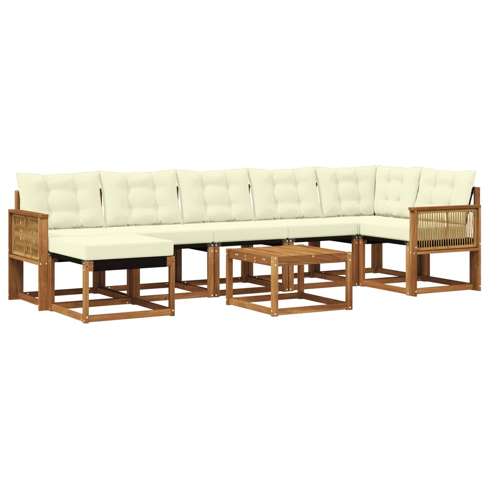 vidaXL Outdoor-Sofagarnitur mit Kissen 8 pcs Natur und Creme