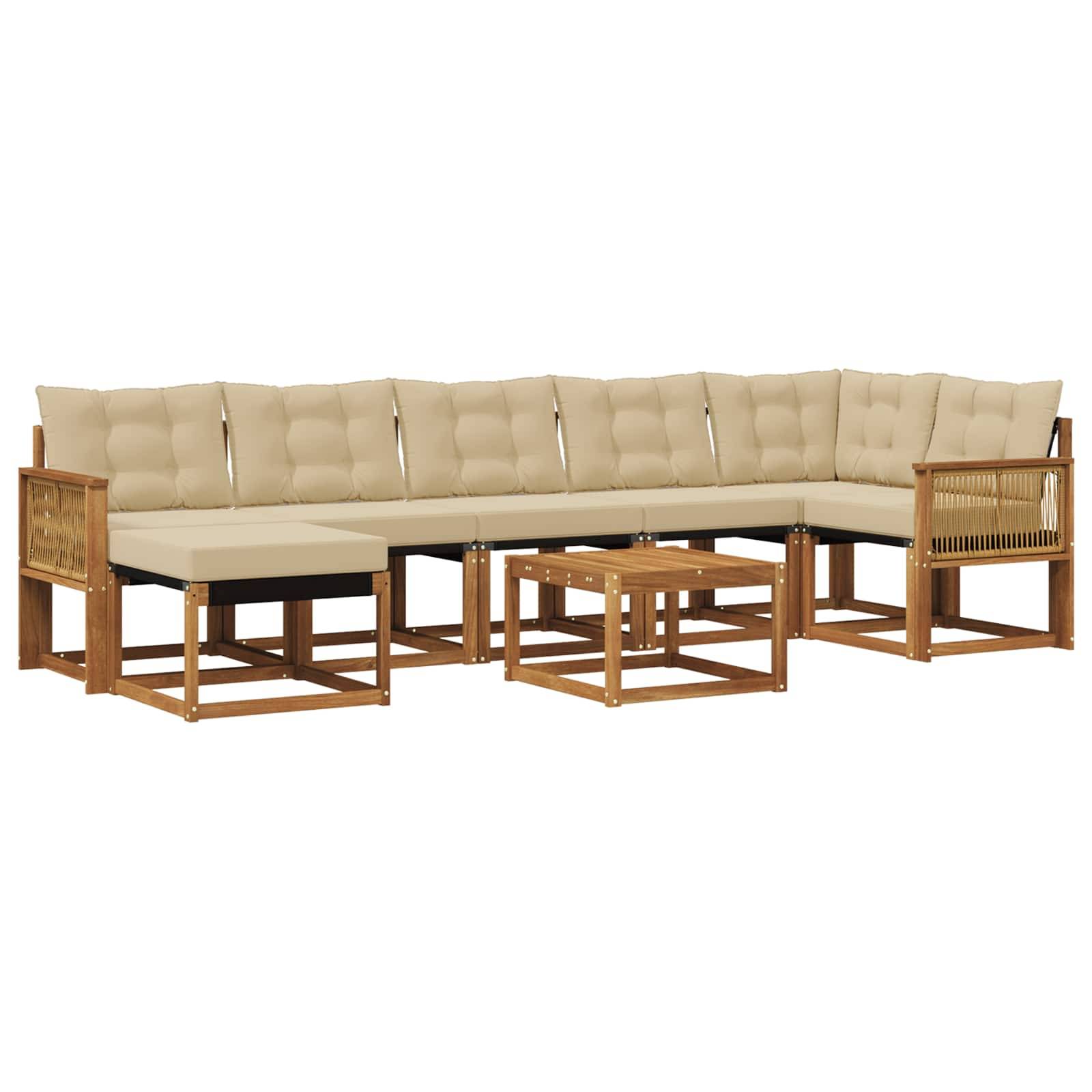 vidaXL Outdoor-Sofagarnitur mit Kissen 8 pcs Natur und Beige