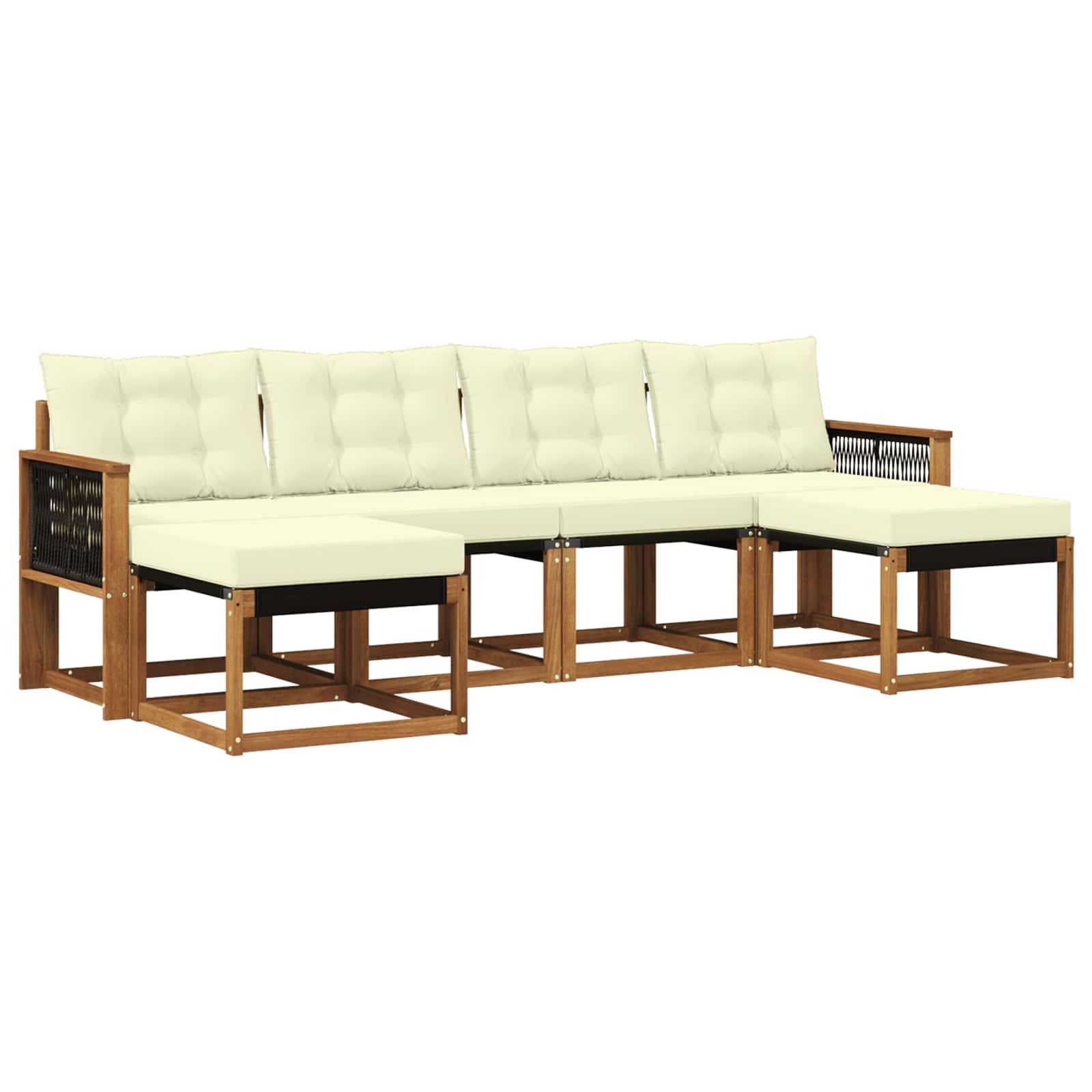 vidaXL Outdoor-Sofagarnitur mit Kissen 6 pcs Natur und Creme