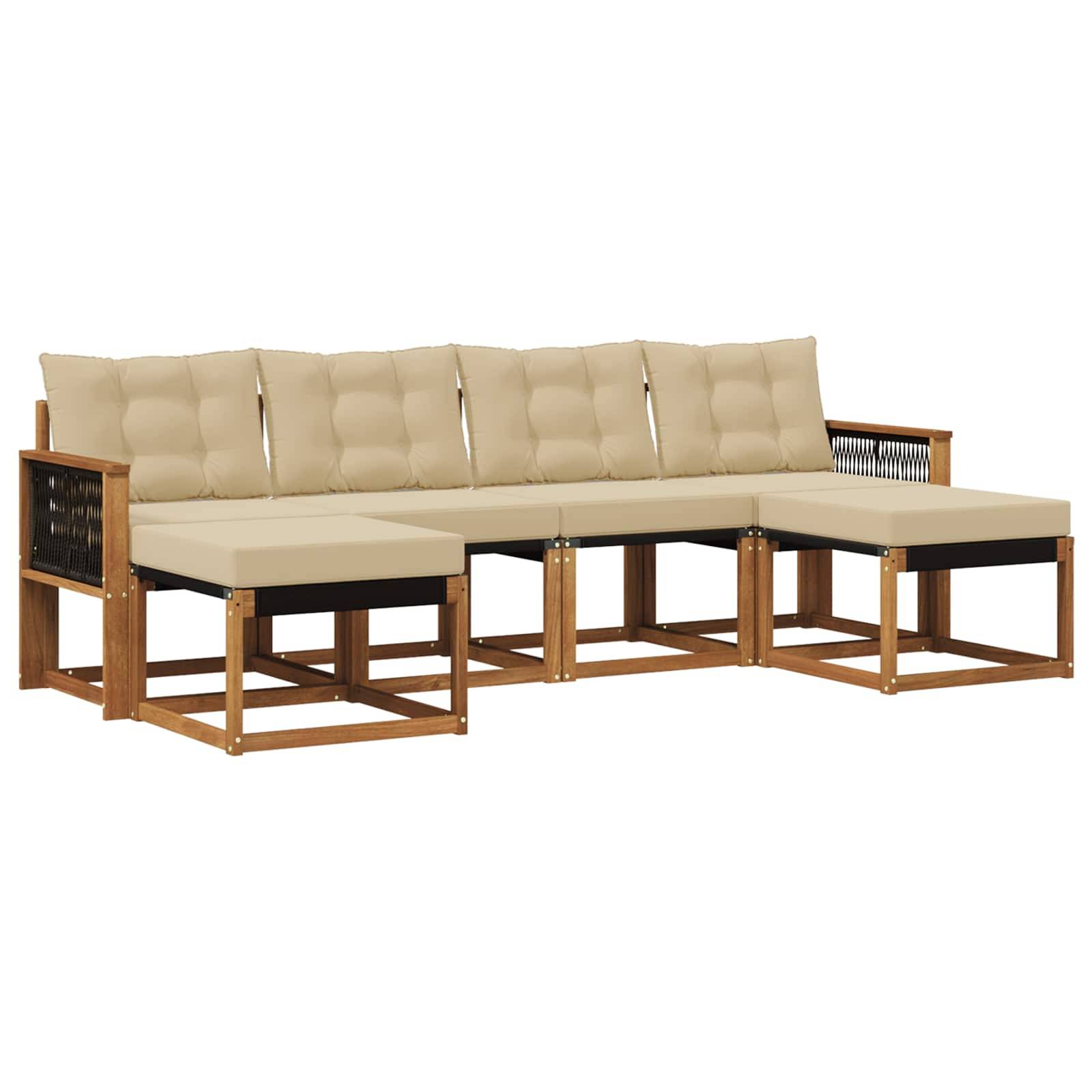 vidaXL Outdoor-Sofagarnitur mit Kissen 6 pcs Natur und Beige