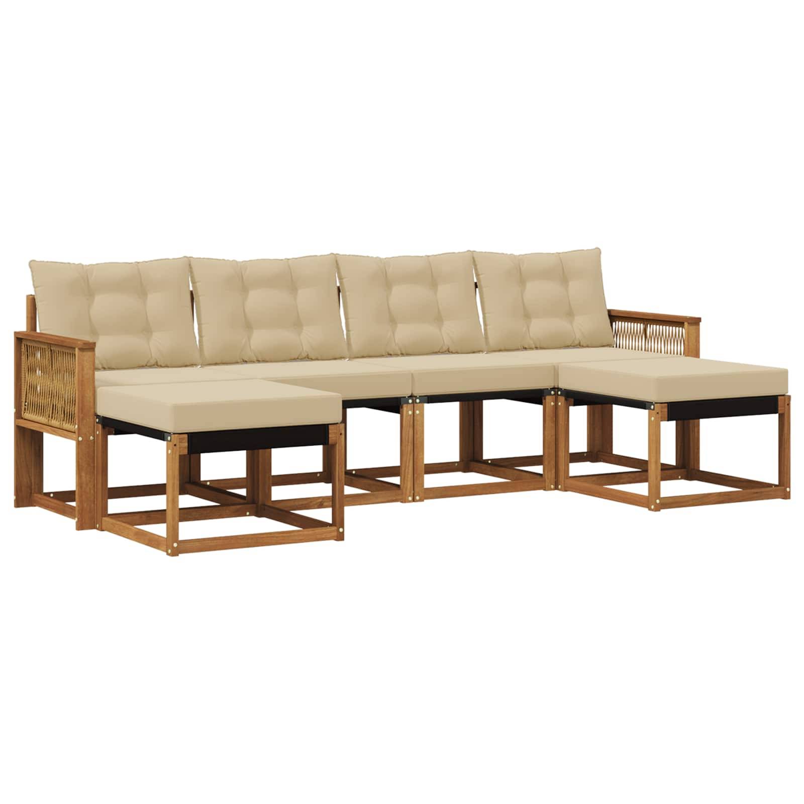 vidaXL Outdoor-Sofagarnitur mit Kissen 6 pcs Natur und Beige