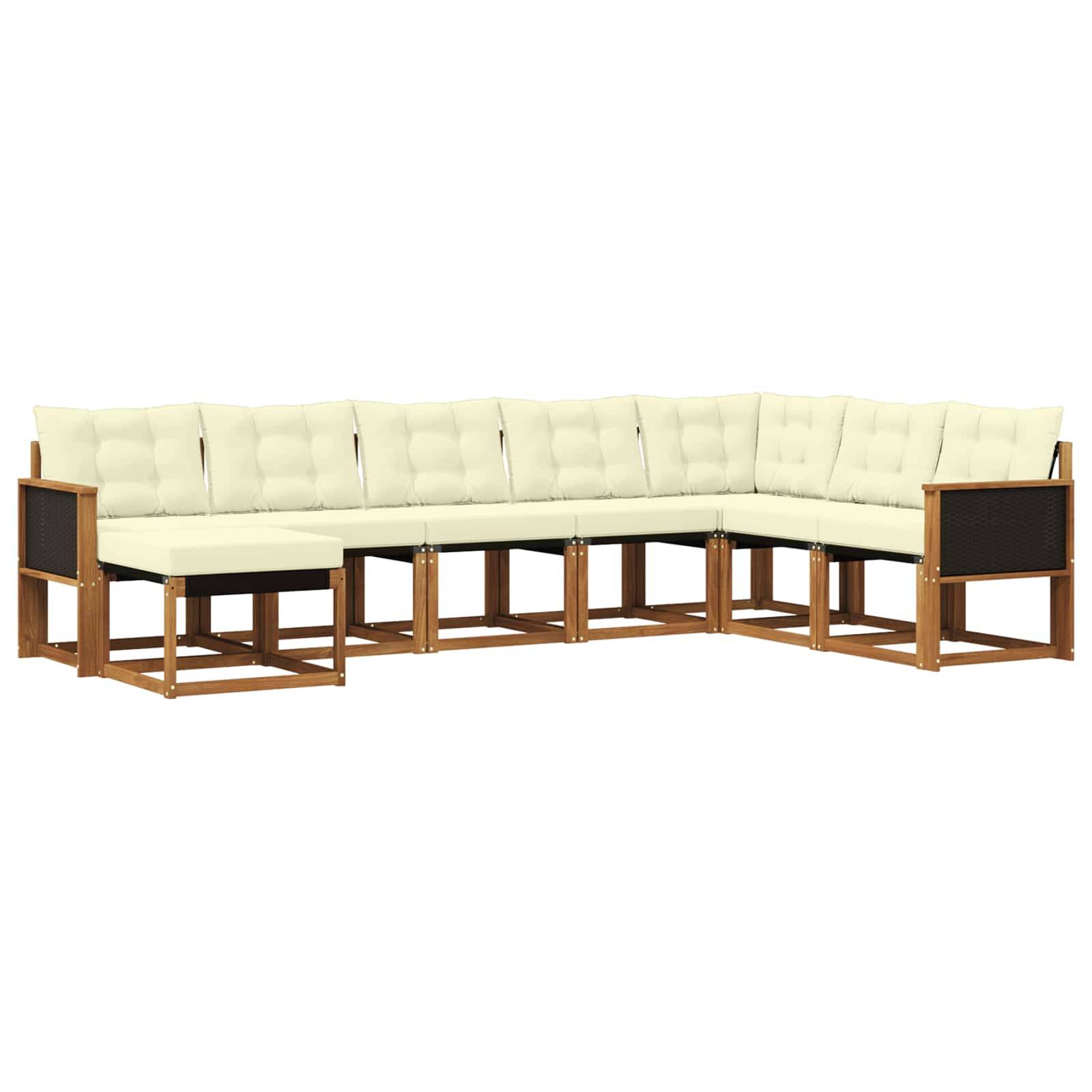 vidaXL Outdoor-Sofagarnitur mit Kissen 8 pcs Natur und Creme