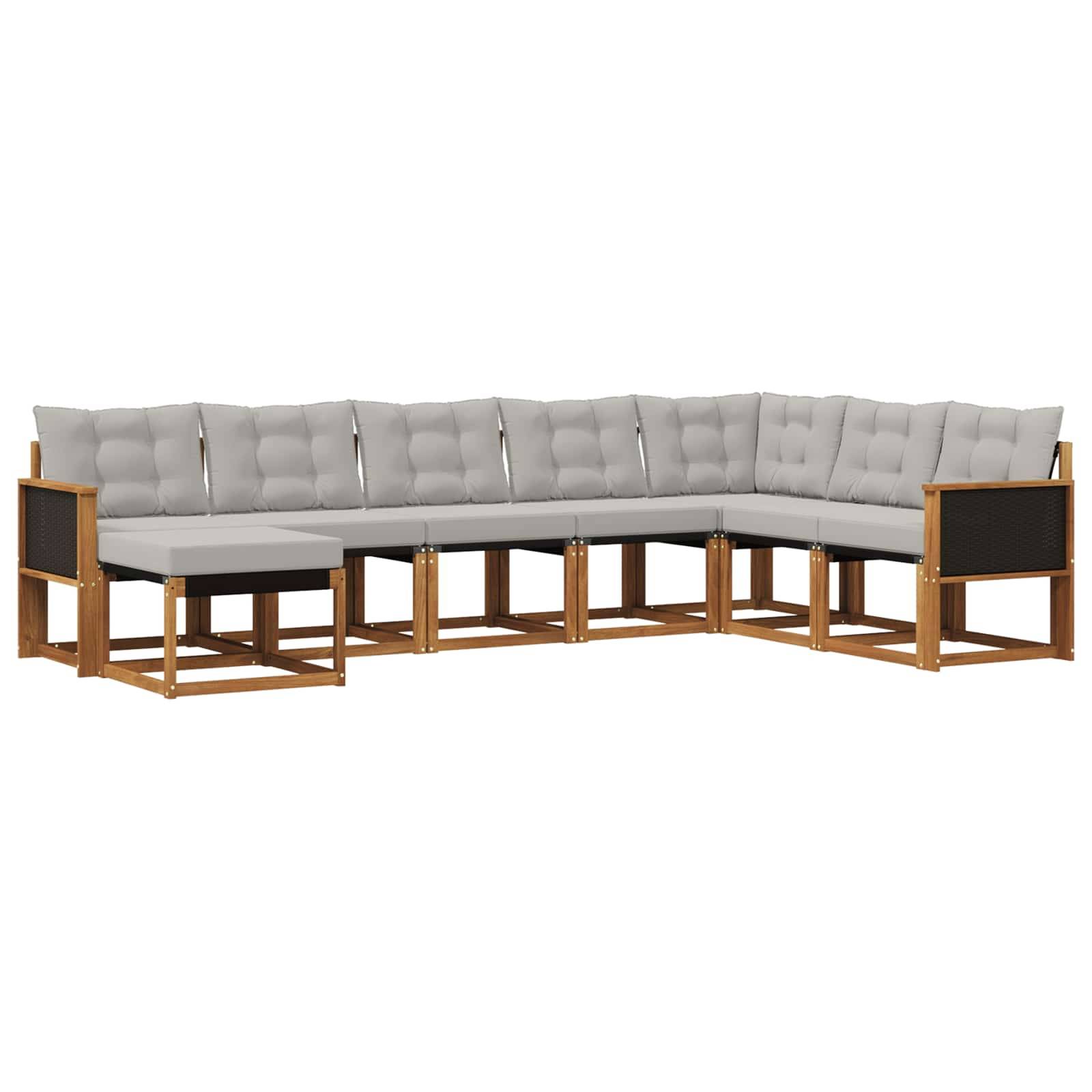 vidaXL Outdoor-Sofagarnitur mit Kissen 8 pcs Natur und Hellgrau