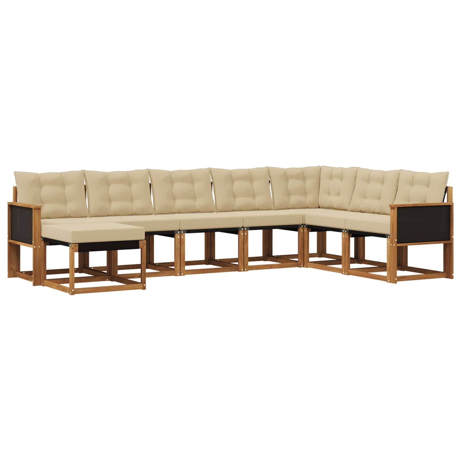 vidaXL Outdoor-Sofagarnitur mit Kissen 8 pcs Natur und Beige