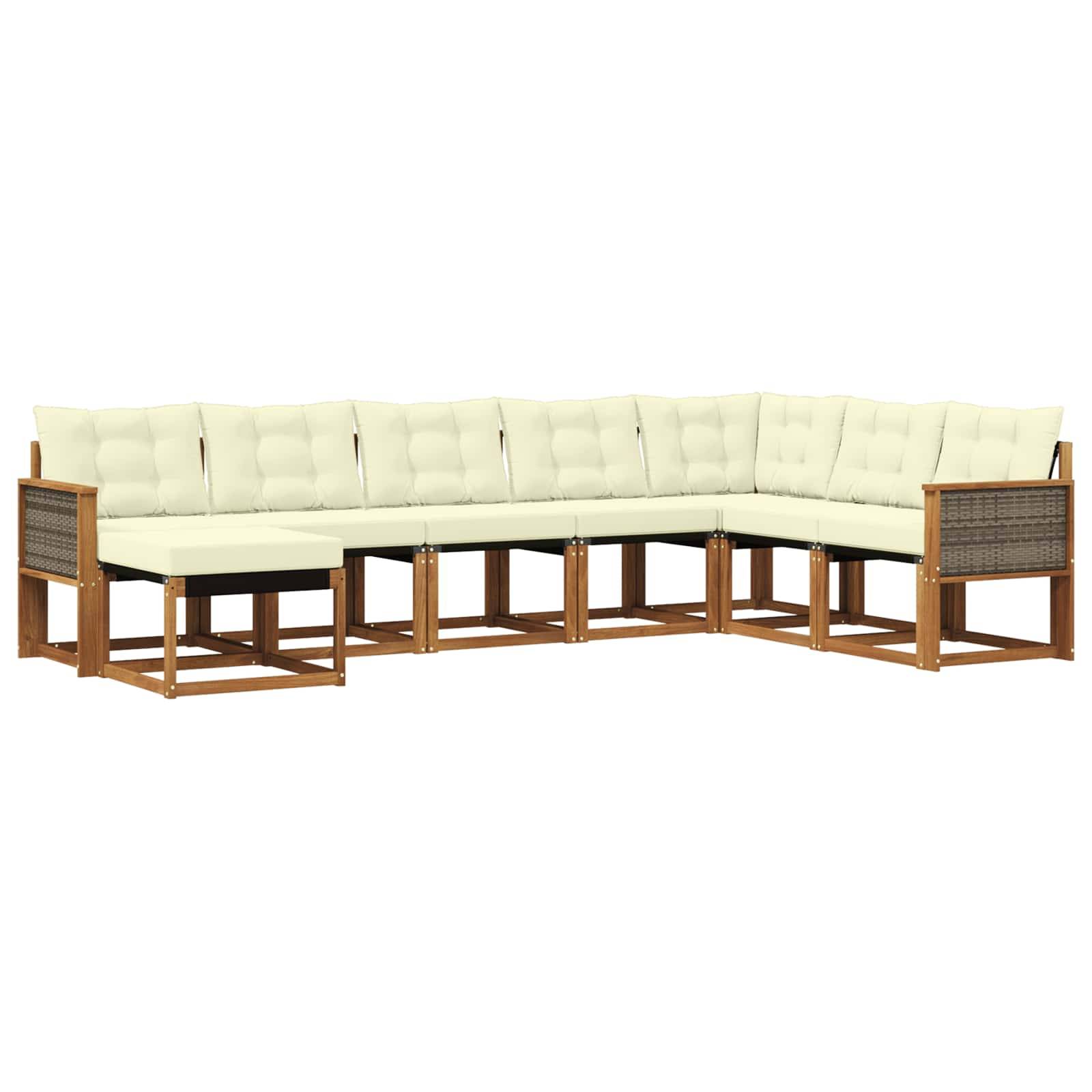 vidaXL Outdoor-Sofagarnitur mit Kissen 8 pcs Natur und Creme