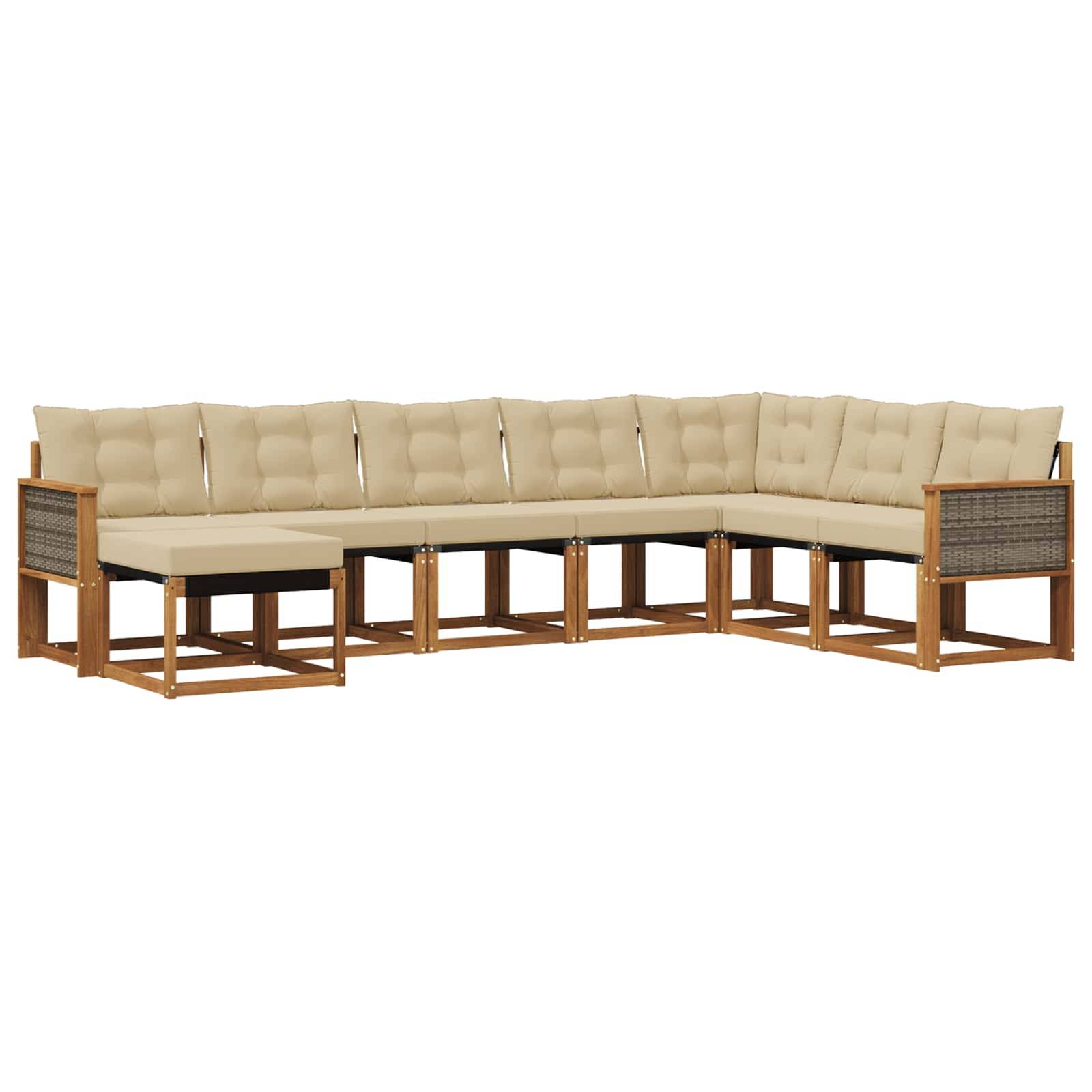 vidaXL Outdoor-Sofagarnitur mit Kissen 8 pcs Natur und Beige