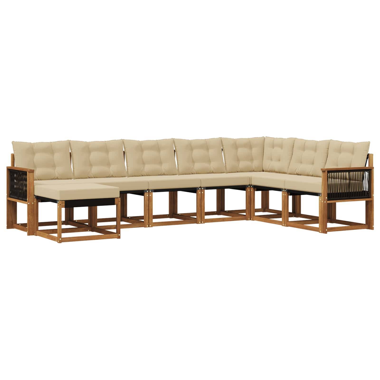 vidaXL Outdoor-Sofagarnitur mit Kissen 8 pcs Natur und Beige