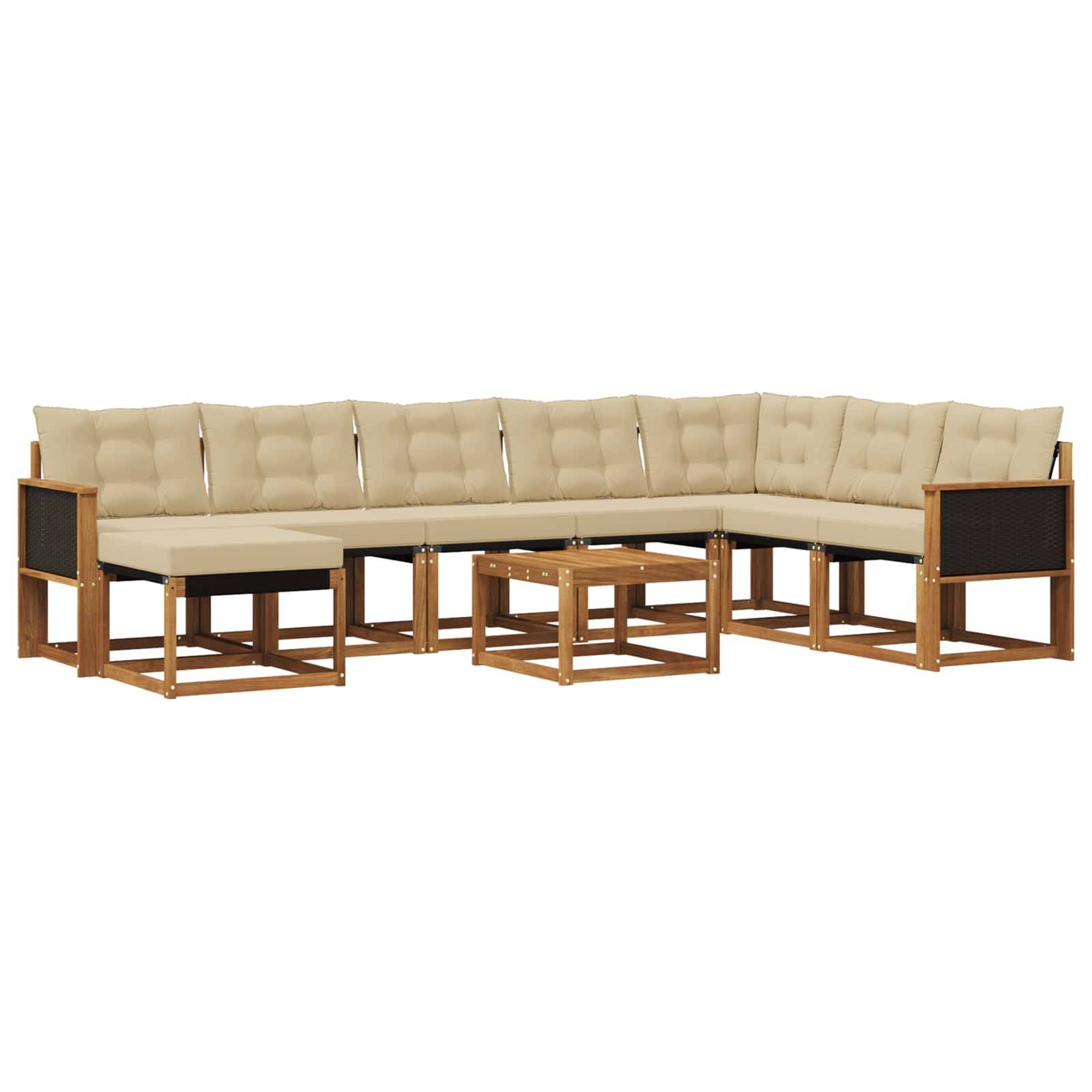 vidaXL Outdoor-Sofagarnitur mit Kissen 9 pcs Natur und Beige