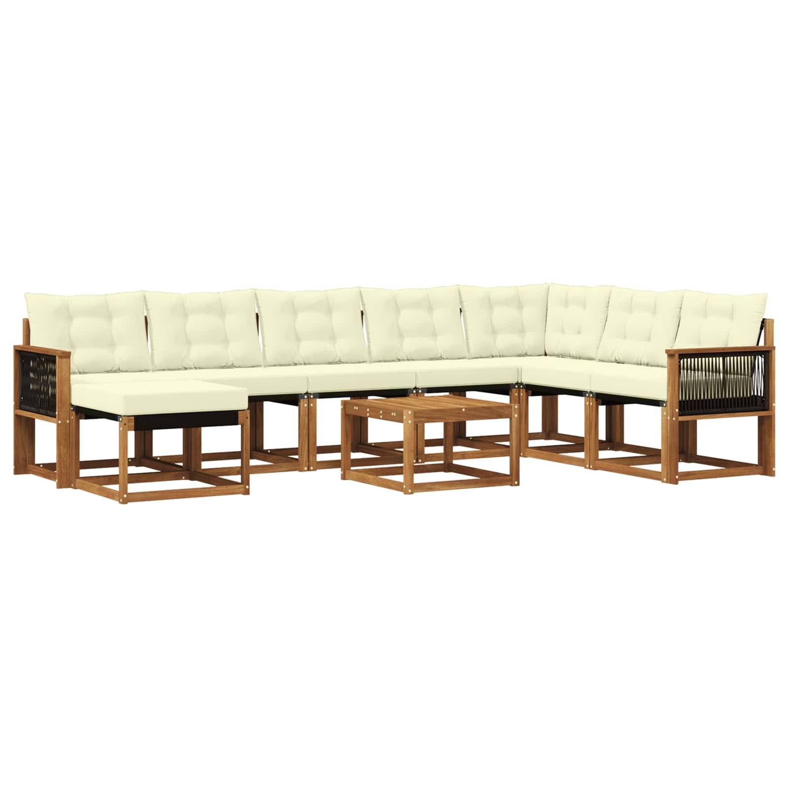 vidaXL Outdoor-Sofagarnitur mit Kissen 9 pcs Natur und Creme
