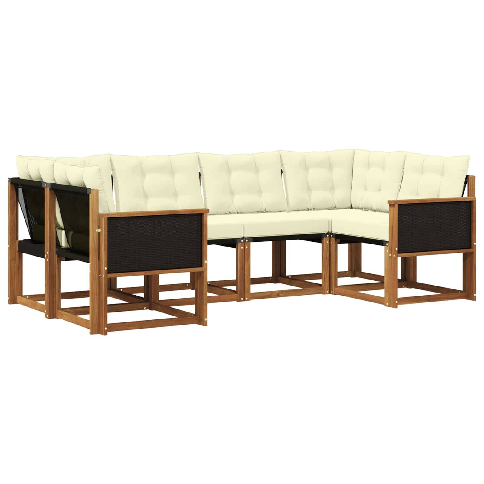 vidaXL Outdoor-Sofagarnitur mit Kissen 6 pcs Natur und Creme