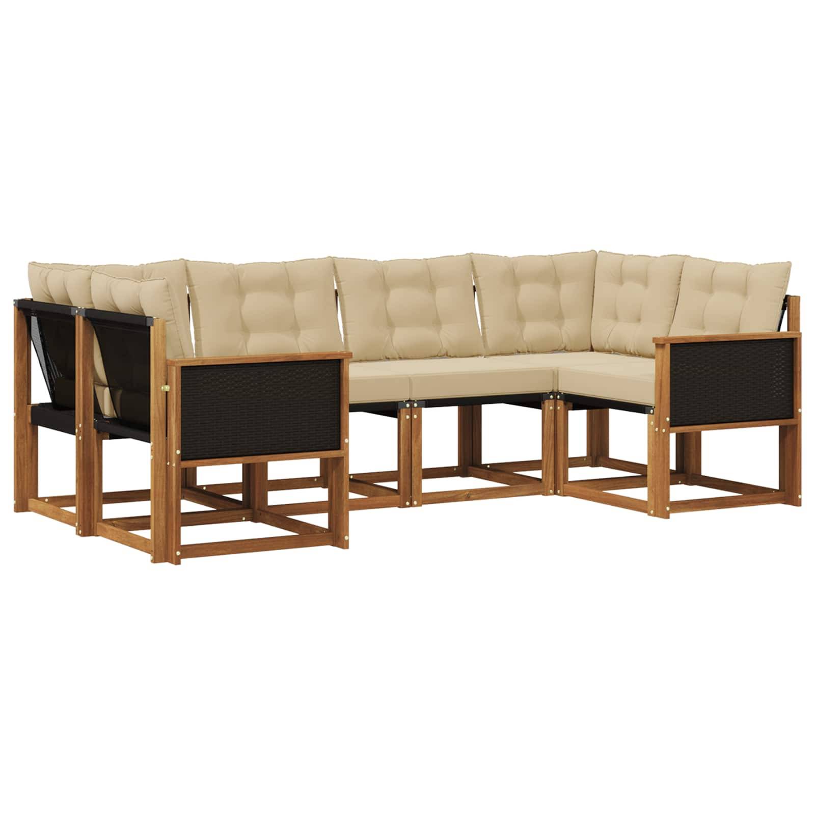 vidaXL Outdoor-Sofagarnitur mit Kissen 6 pcs Natur und Beige